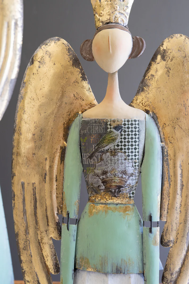 Painted Metal Christmas Angels Set Of 2 By Kalalou - Image 2