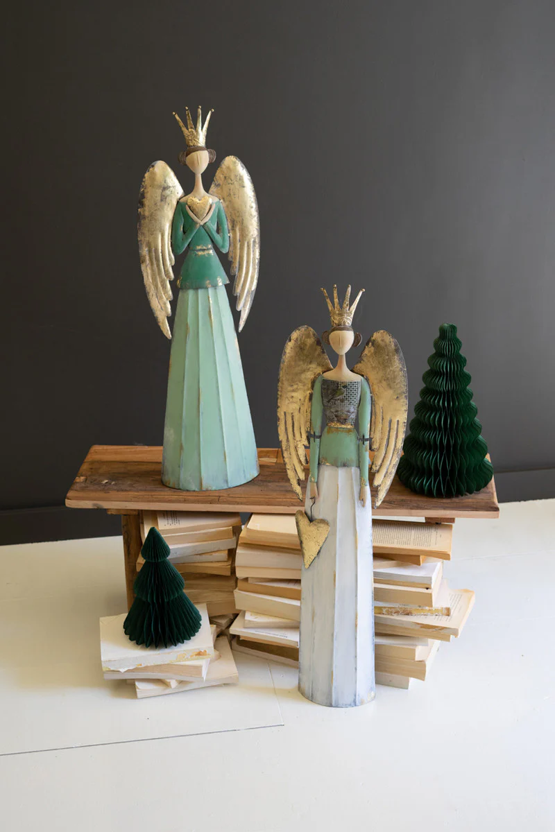 Painted Metal Christmas Angels Set Of 2 By Kalalou - Image 4