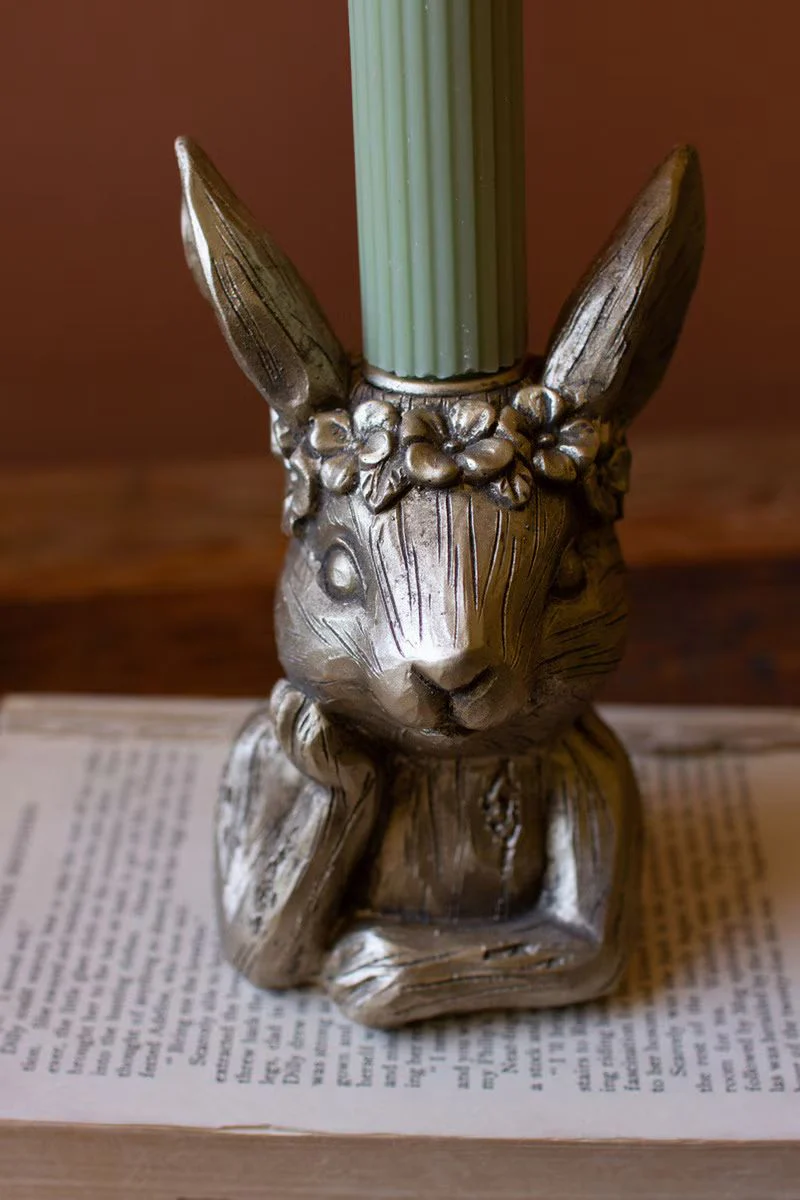 Painted Resin Taper Candle Holder - Rabbit By Kalalou - Image 4
