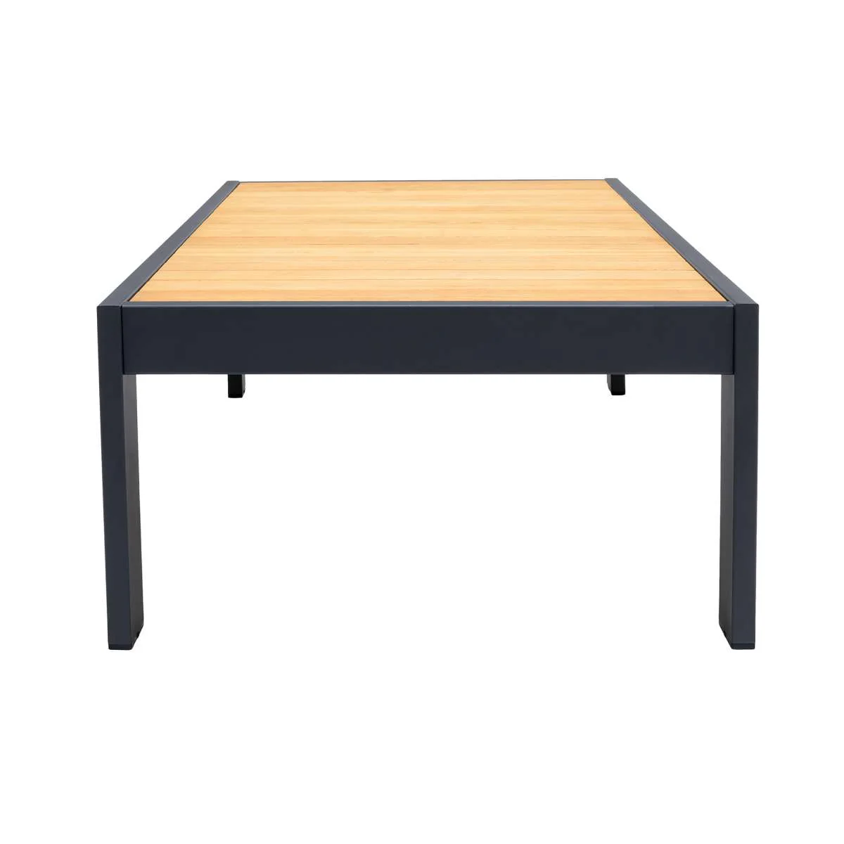 Palau Outdoor Coffee Table in Dark Grey with Natural Teak Wood Top By Armen Living - Image 3