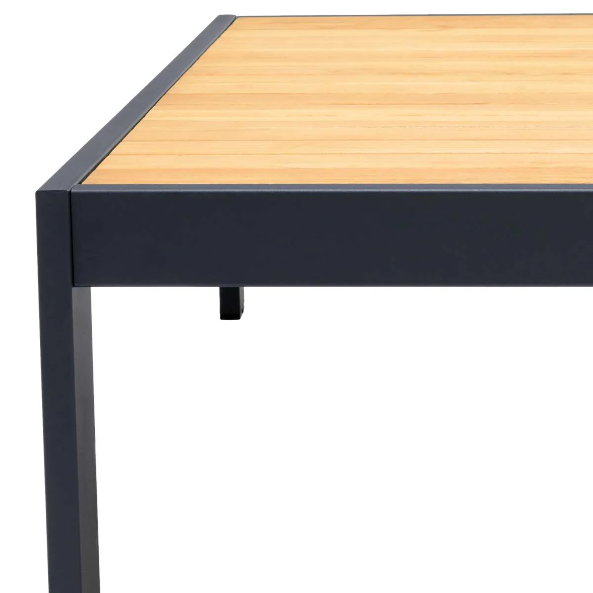 Palau Outdoor Coffee Table in Dark Grey with Natural Teak Wood Top By Armen Living - Image 5