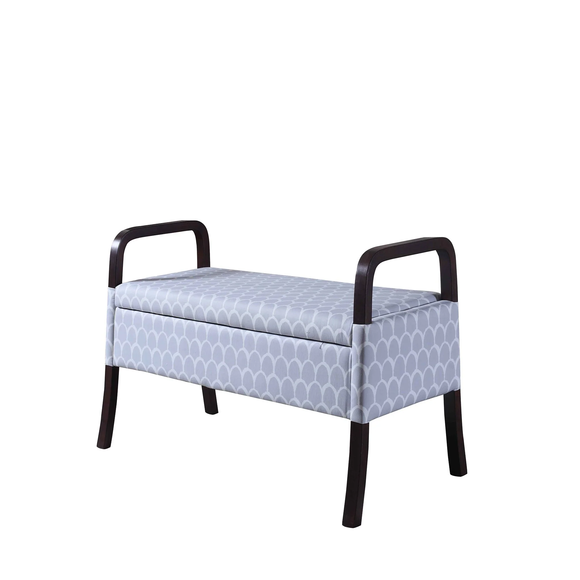 Pale Gray and White Scales Wooden Storage Bench with Handles By Homeroots - Image 3