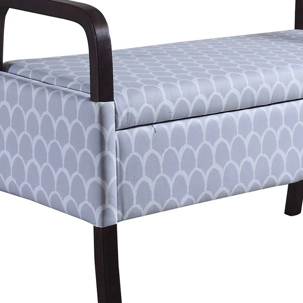 Pale Gray and White Scales Wooden Storage Bench with Handles By Homeroots - Image 5