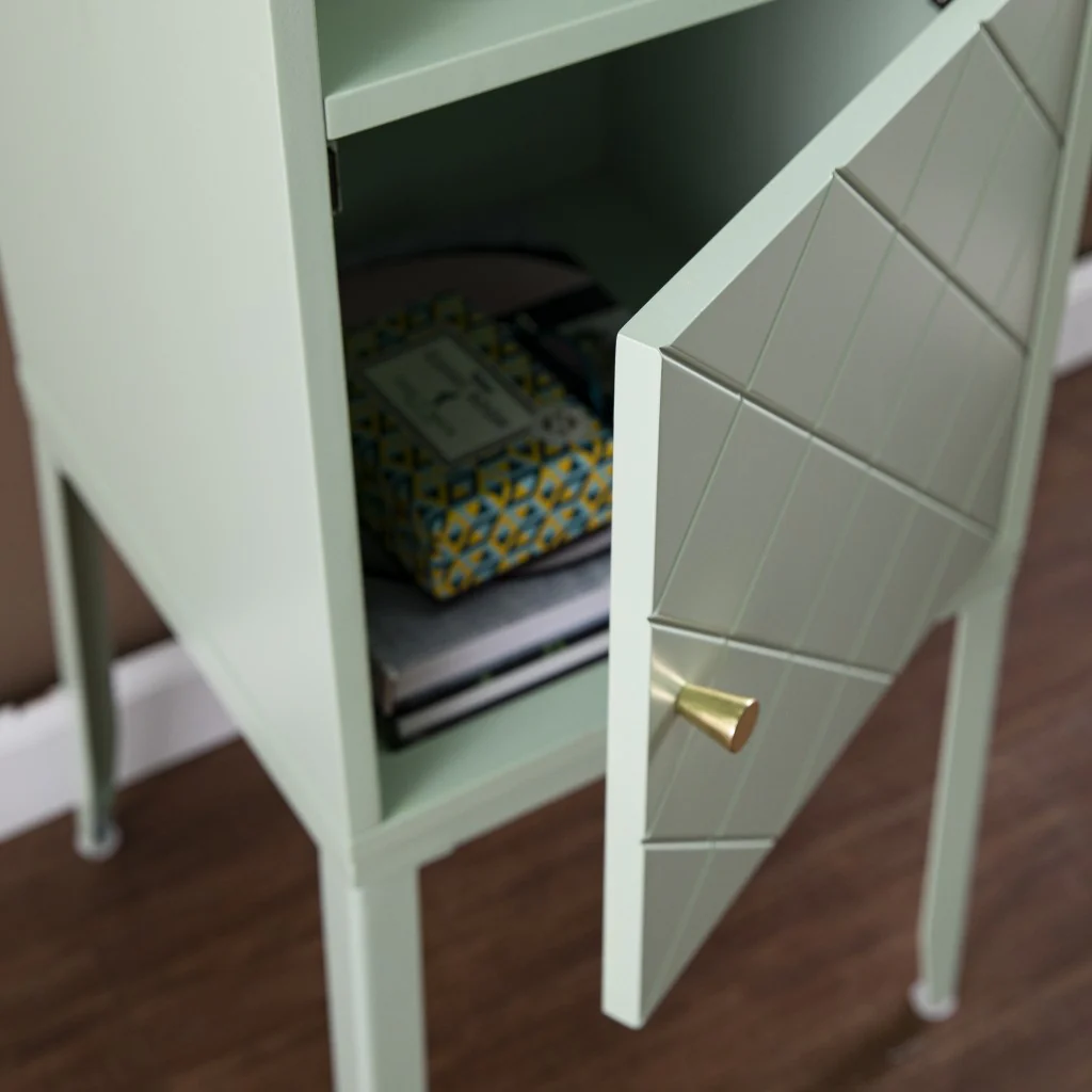 Pale Green Crosshatch Accent Storage Cabinet By Homeroots - Image 2