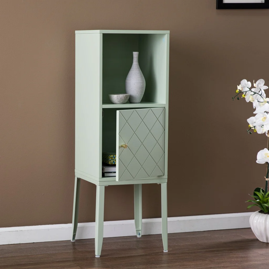 Pale Green Crosshatch Accent Storage Cabinet By Homeroots - Image 3