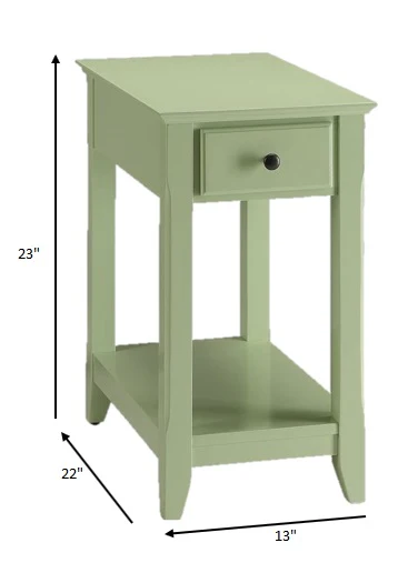 Pale Green Single Drawer End Table By Homeroots - Image 5