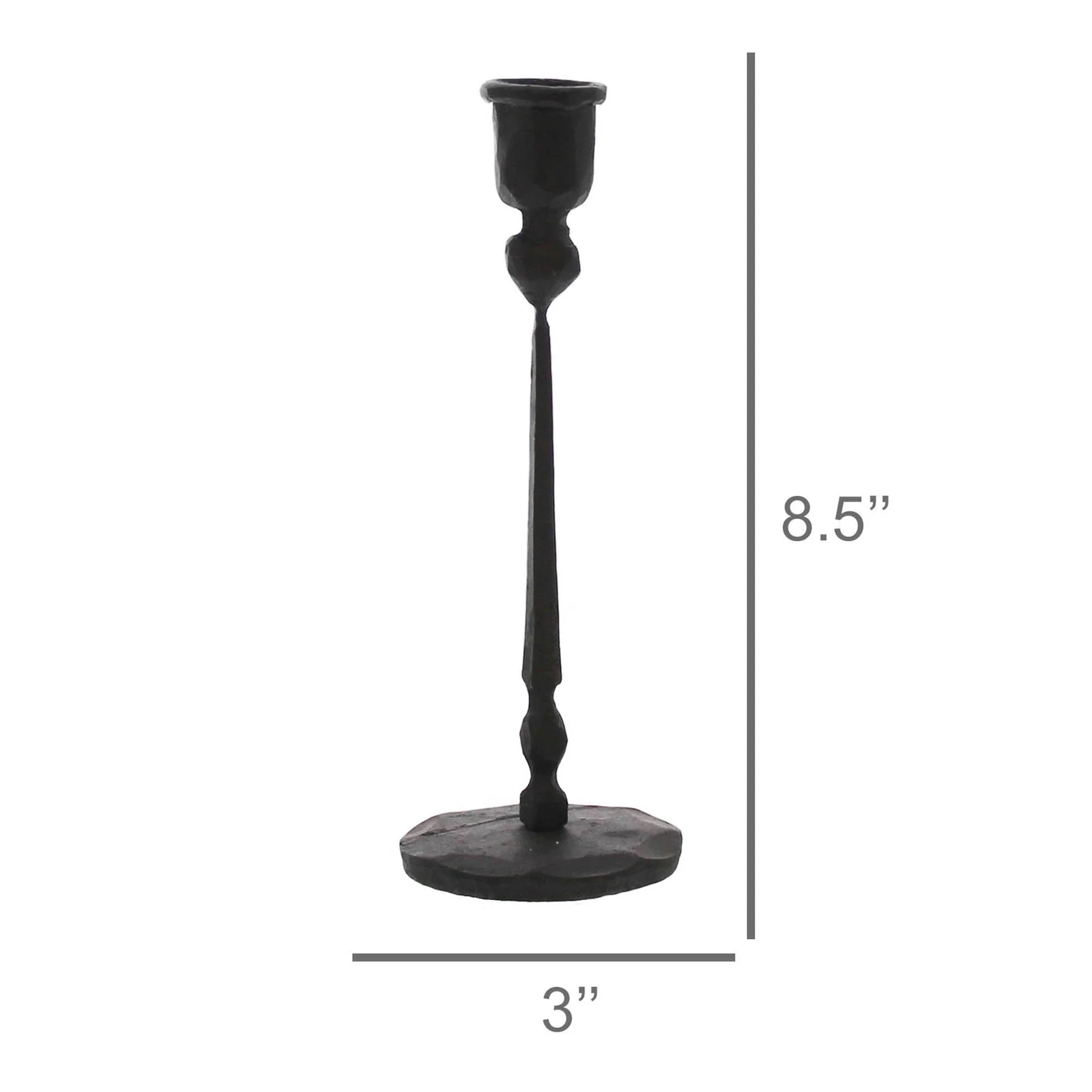 Palermo Taper Candle Holder, Iron - Black Set Of 2 By HomArt - Image 3