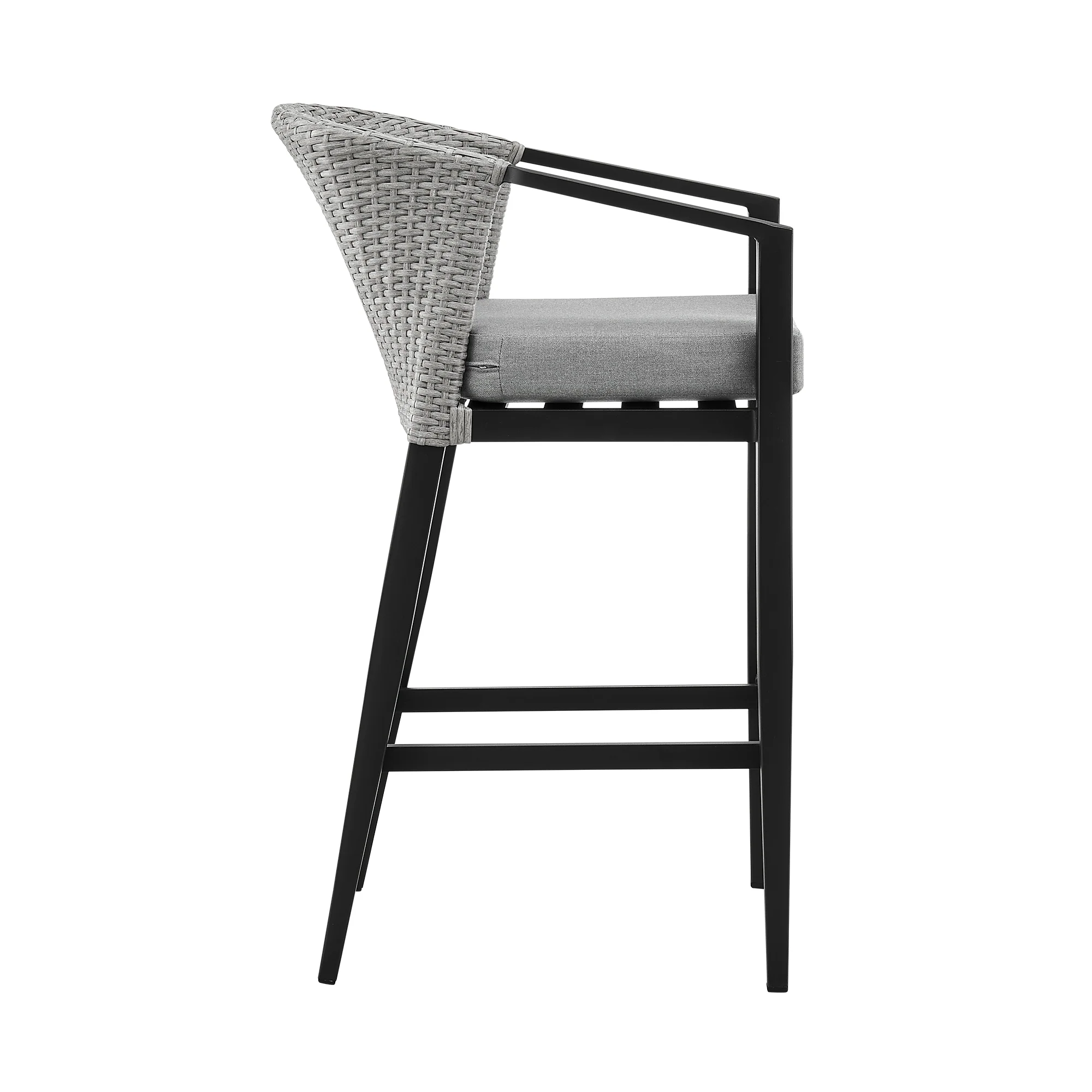 Palma Outdoor Patio 5-Piece Bar Table Set in Aluminum with Gray Cushions By Armen Living - Image 4