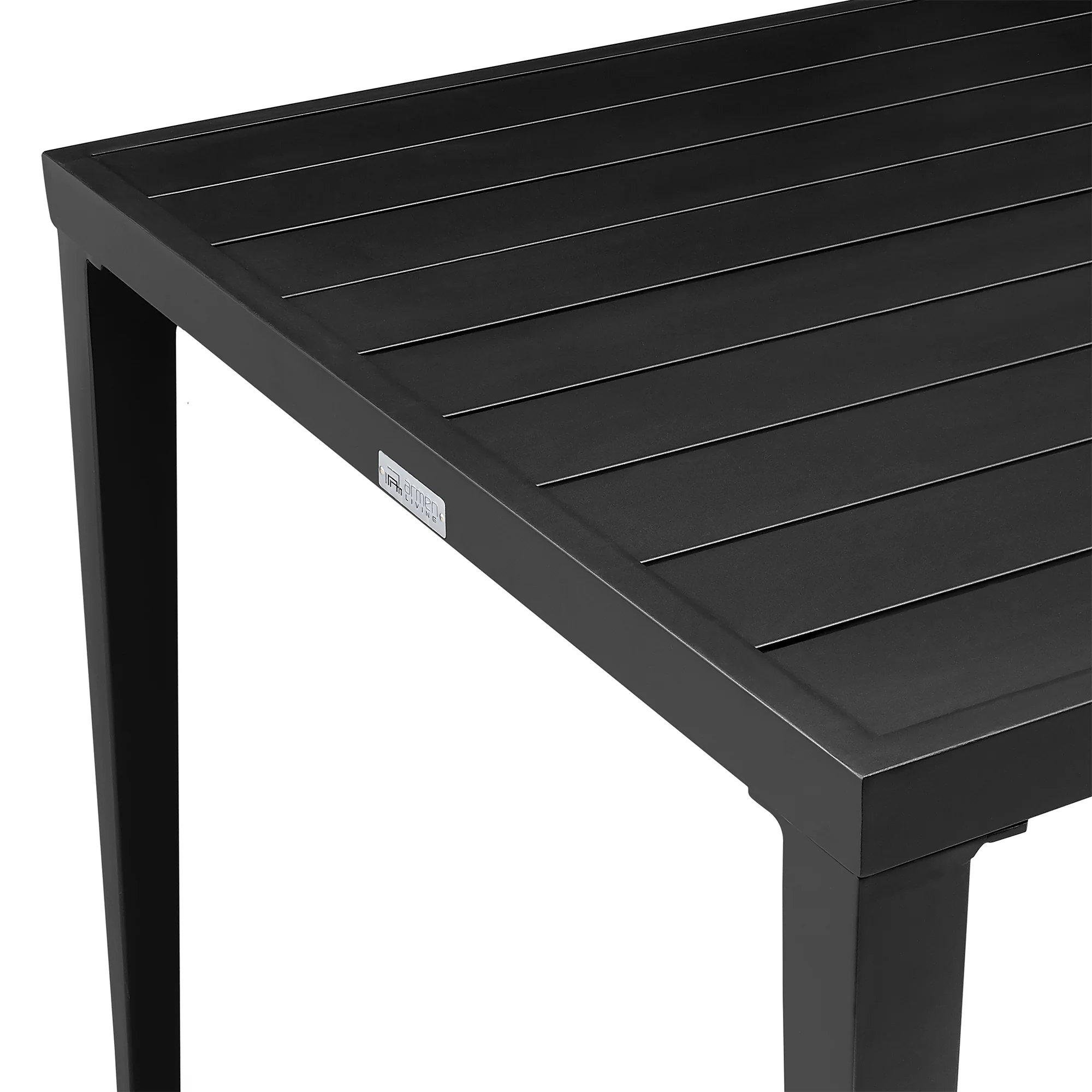 Palma Outdoor Patio 5-Piece Dining Table Set in Aluminum and Wicker with Gray Cushions By Armen Living - Image 11