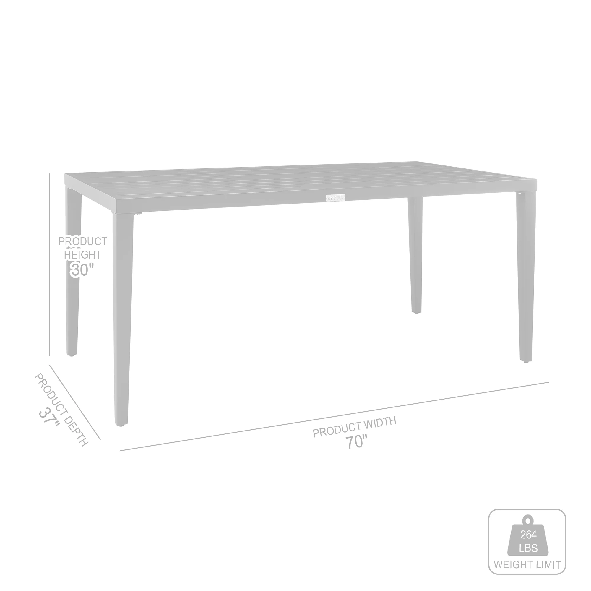 Palma Outdoor Patio 7-Piece Dining Table Set in Aluminum and Wicker with Gray Cushions By Armen Living - Image 9