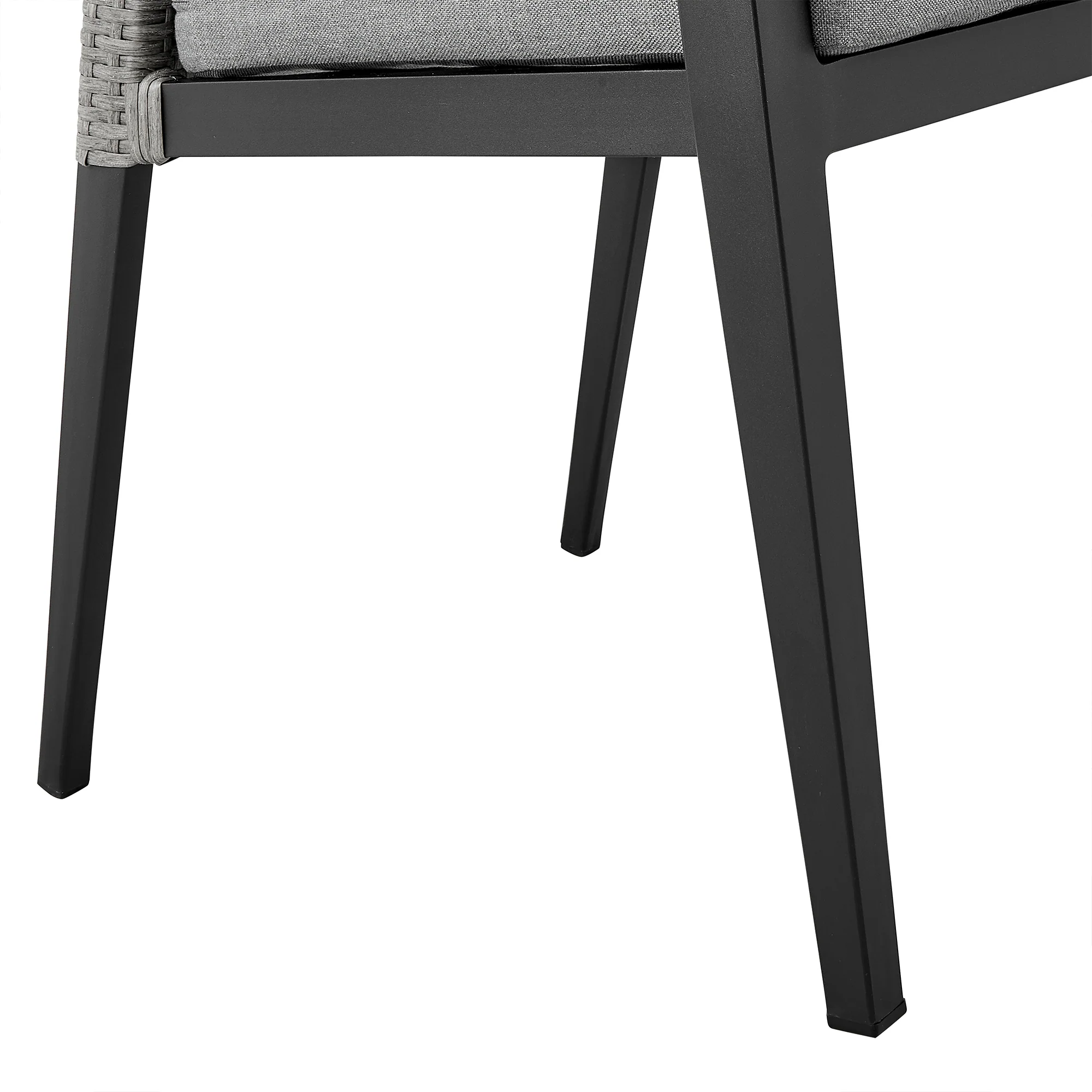 Palma Outdoor Patio Dining Chairs in Aluminum and Wicker with Gray Cushions - Set of 2 By Armen Living - Image 9