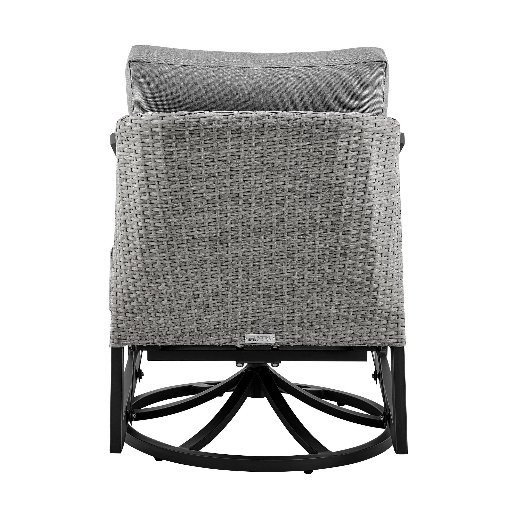 Palma Outdoor Patio Swivel Lounge Chair in Aluminum with Gray Cushions By Armen Living - Image 6
