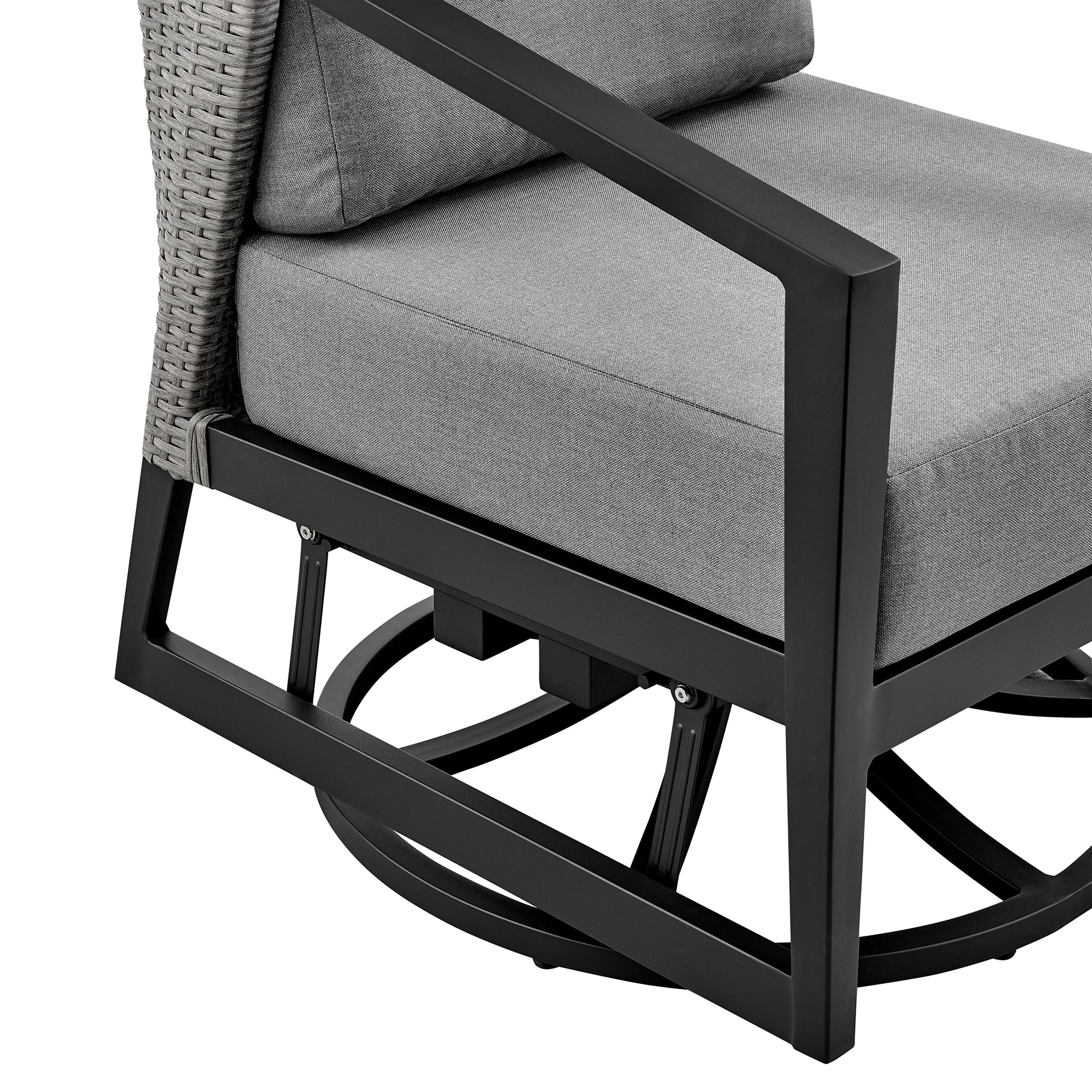 Palma Outdoor Patio Swivel Lounge Chair in Aluminum with Gray Cushions By Armen Living - Image 7