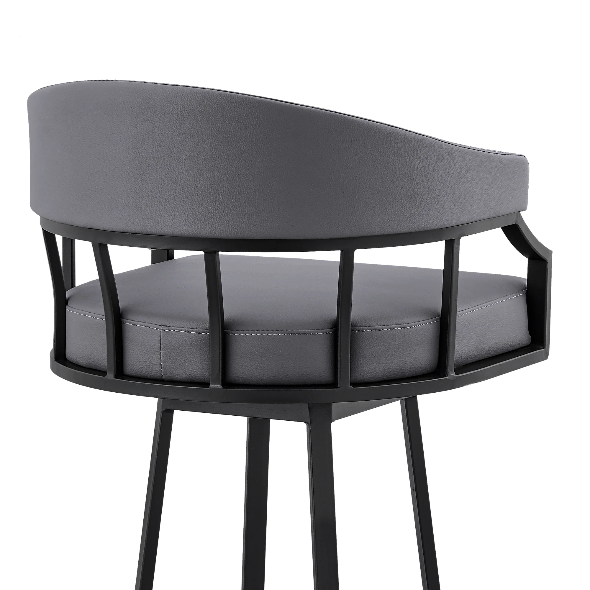 Palmdale 30" Swivel Slate Grey Faux Leather and Black Metal Bar Stool By Armen Living - Image 10