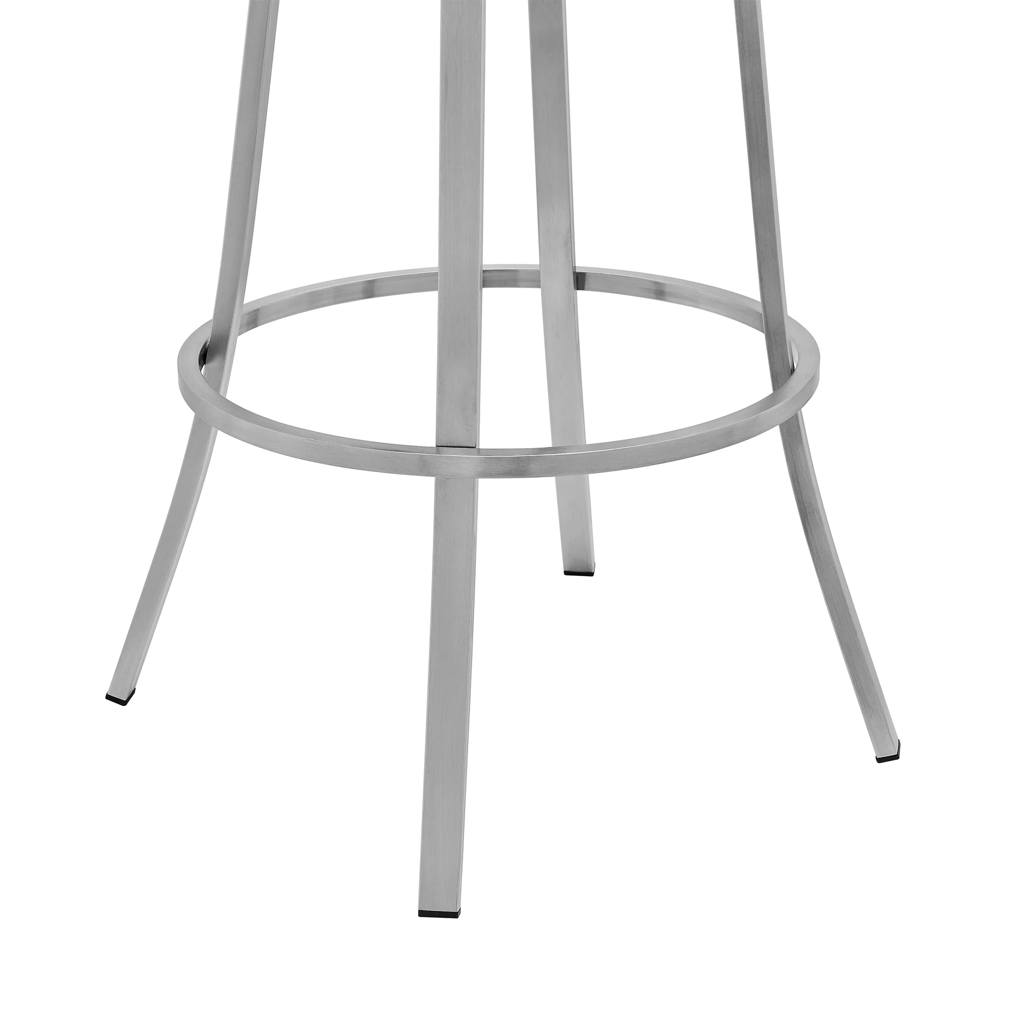 Palmdale Swivel Modern White Faux Leather 26" Barstool in Brushed Stainless Steel Finish By Armen Living - Image 7