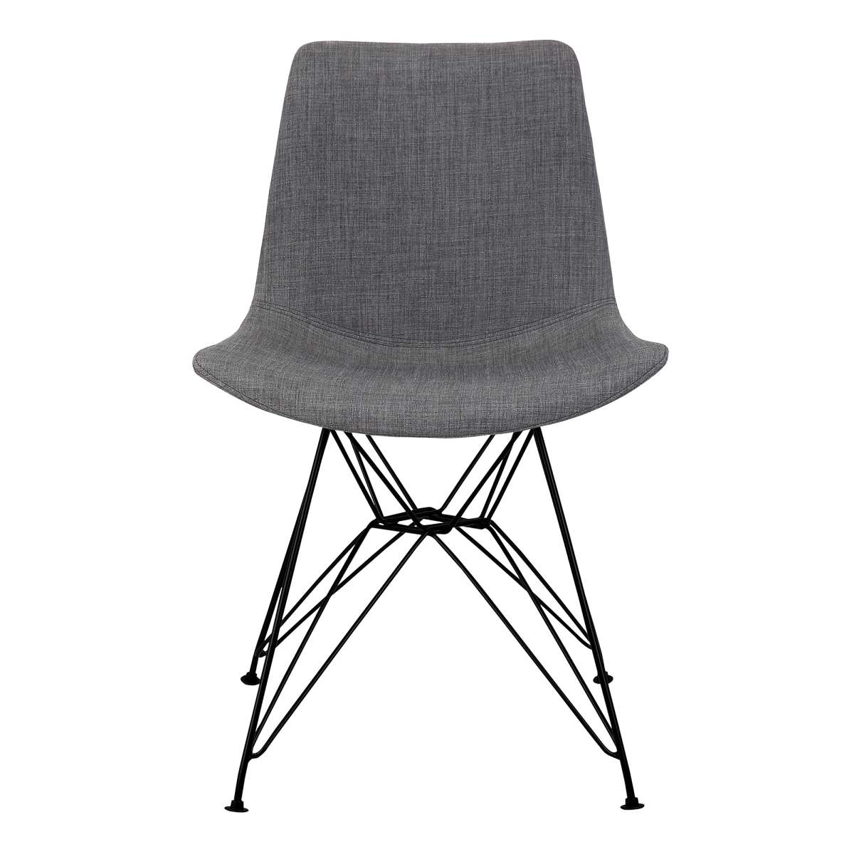 Palmetto Contemporary Dining Chair in Charcoal Fabric with Black Metal Legs By Armen Living - Image 2