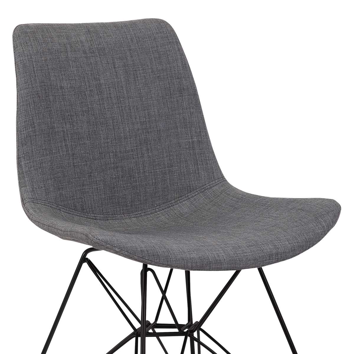 Palmetto Contemporary Dining Chair in Charcoal Fabric with Black Metal Legs By Armen Living - Image 3
