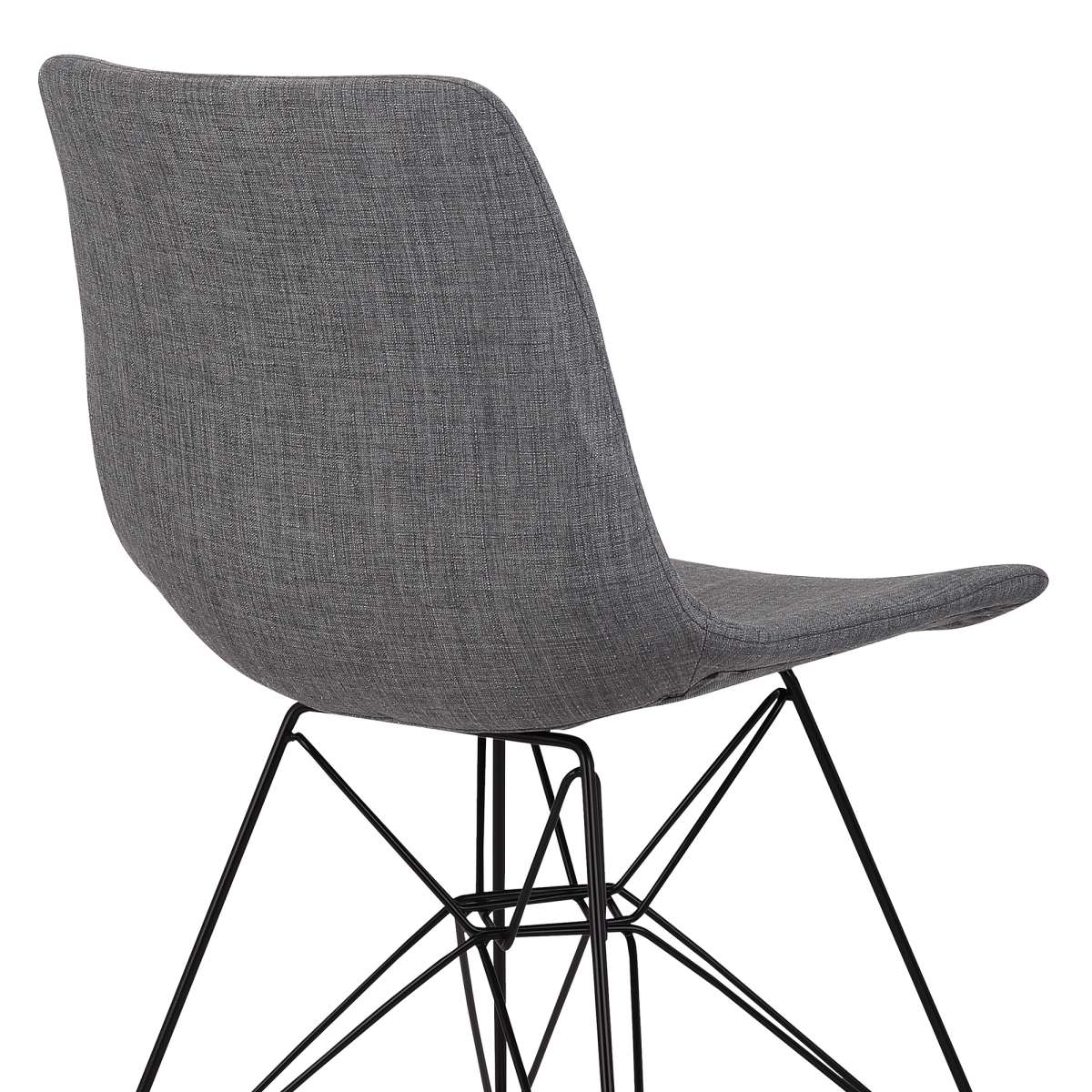 Palmetto Contemporary Dining Chair in Charcoal Fabric with Black Metal Legs By Armen Living - Image 4