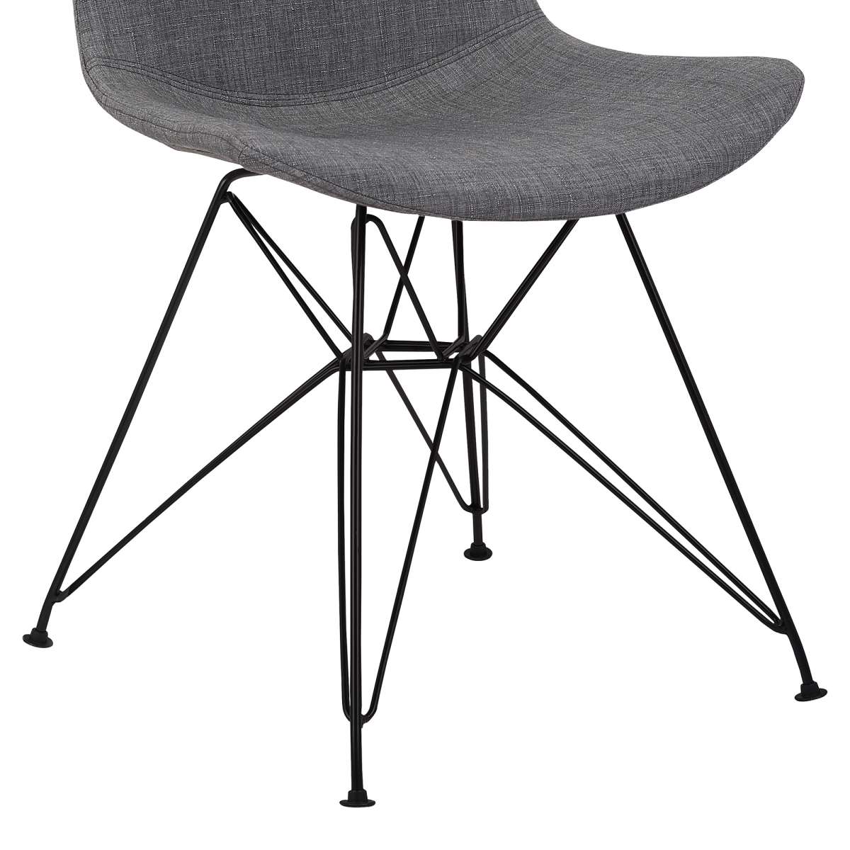 Palmetto Contemporary Dining Chair in Charcoal Fabric with Black Metal Legs By Armen Living - Image 5