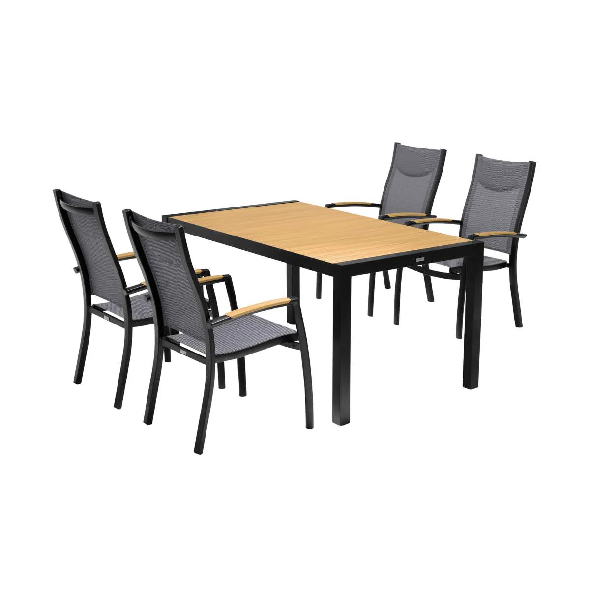 Panama Outdoor 5 Piece Black Aluminum Dining Set By Armen Living - Image 2