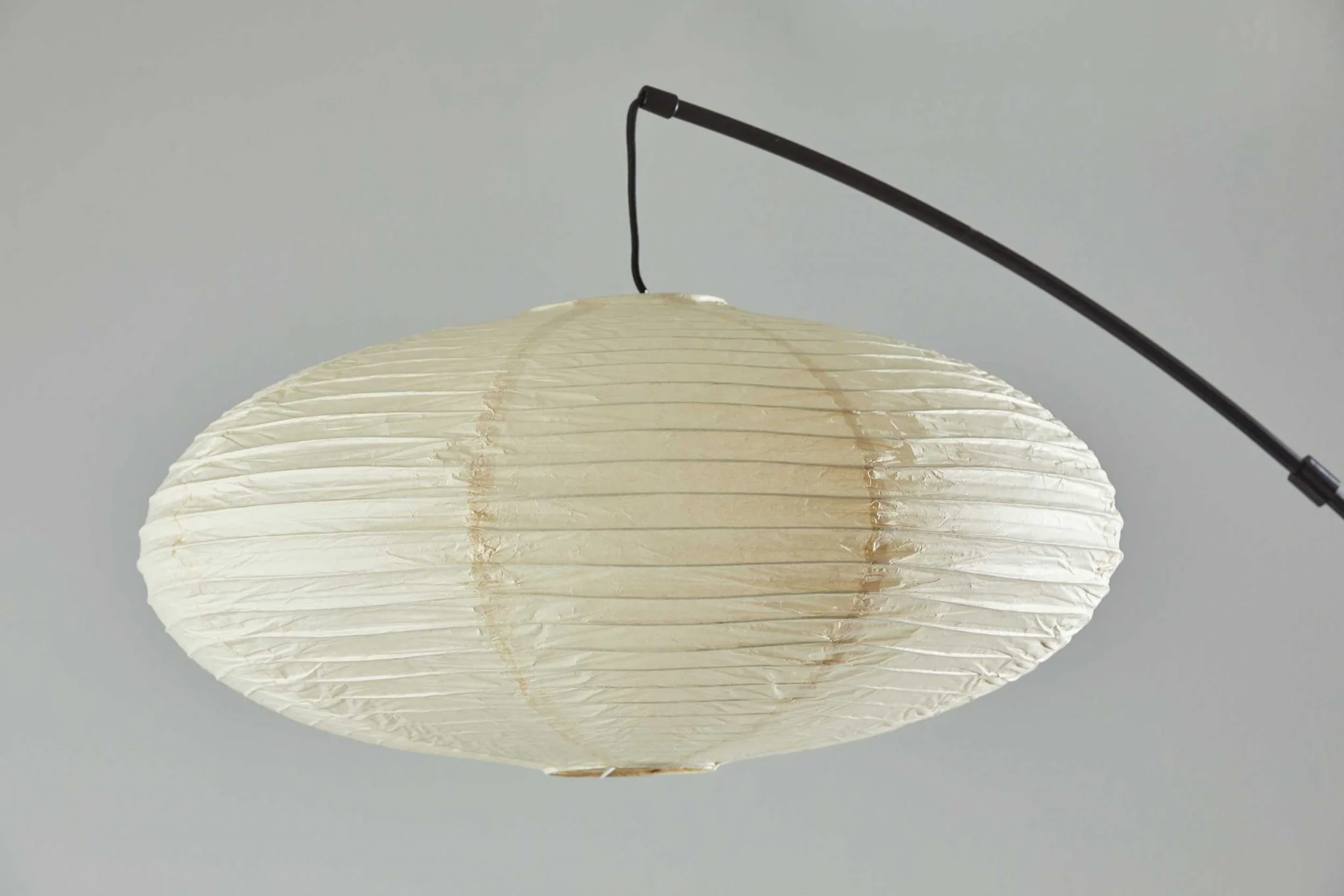 Paper Lantern Floor Lamp Black Metal Crescent Arm By Homeroots - Image 2