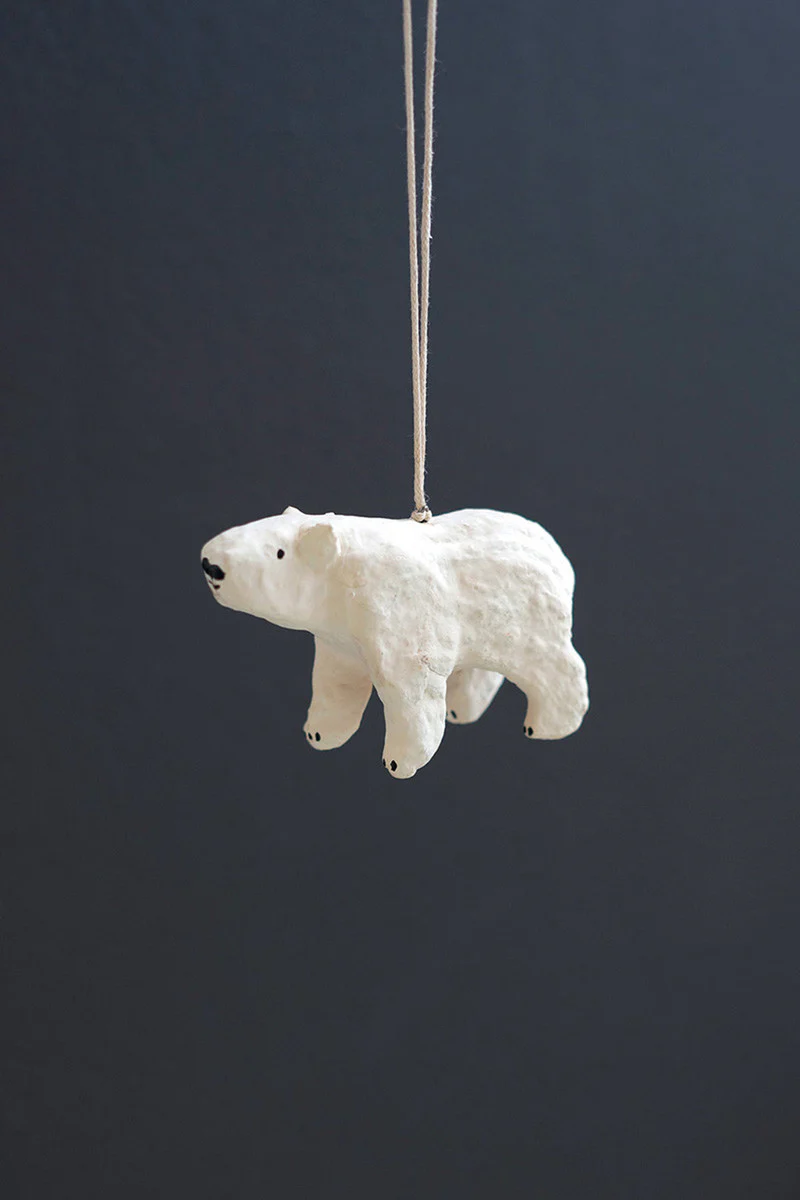 Paper Mache Bear Christmas Ornament By Kalalou - Image 2
