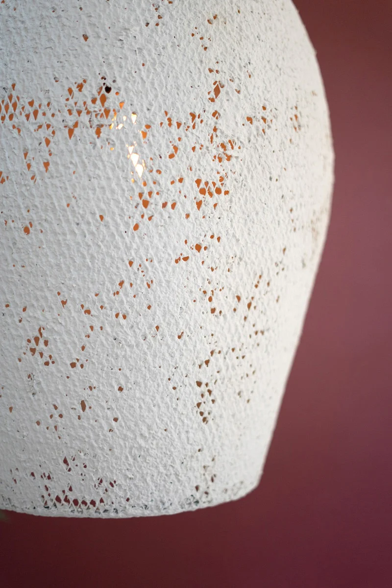 Paper Mache Hanging Pendant Light - White - Large By Kalalou - Image 2