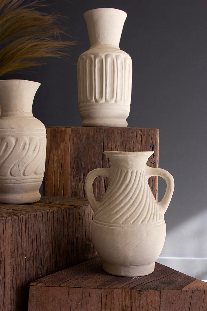 Paper Mache Vases Set Of 3 By Kalalou - Image 2