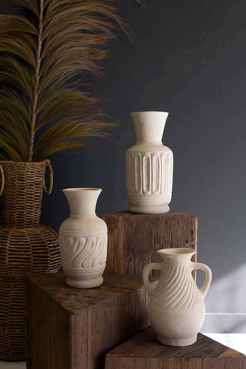 Paper Mache Vases Set Of 3 By Kalalou - Image 4