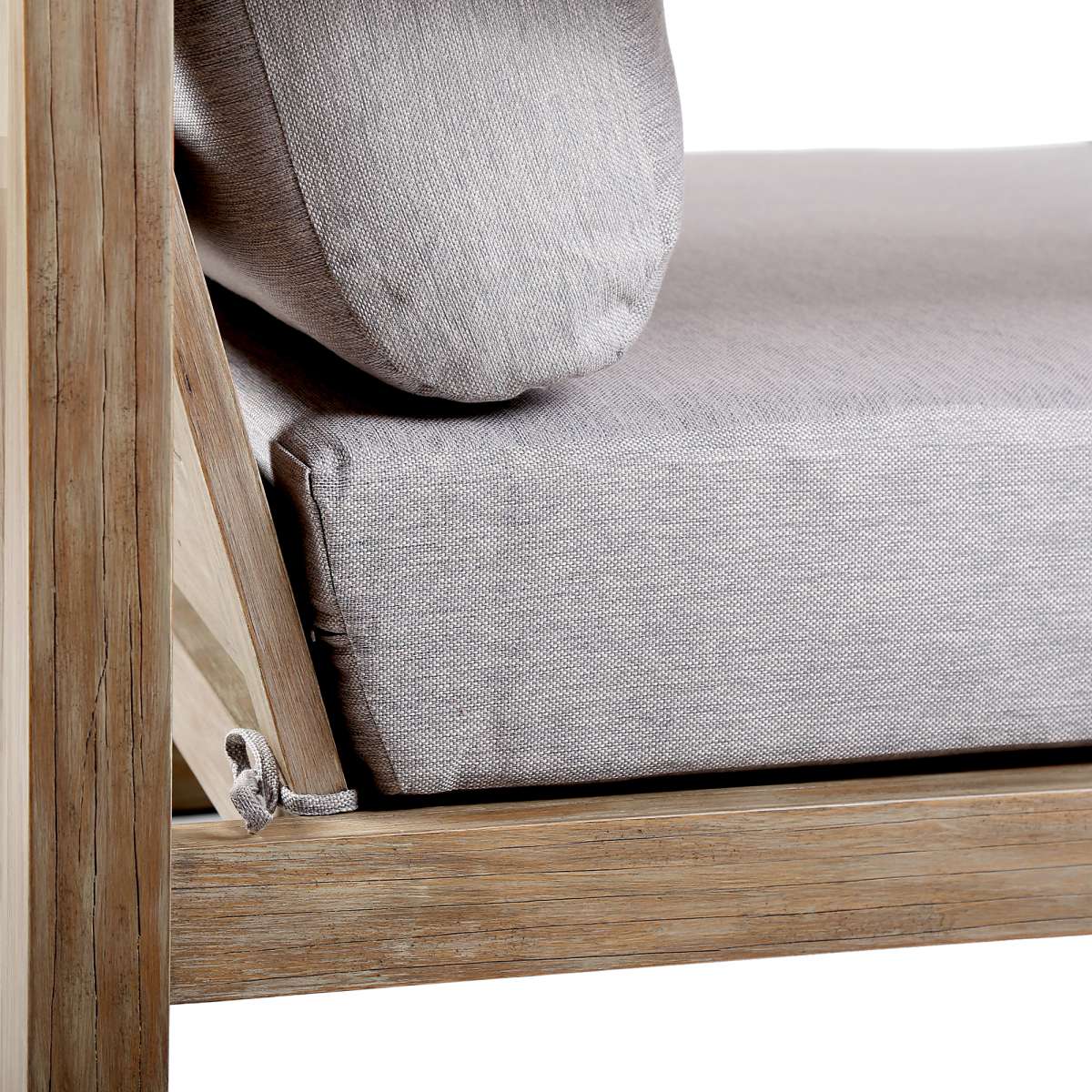 Paradise Outdoor Light Eucalyptus Wood Lounge Chair with Grey Cushions By Armen Living - Image 4