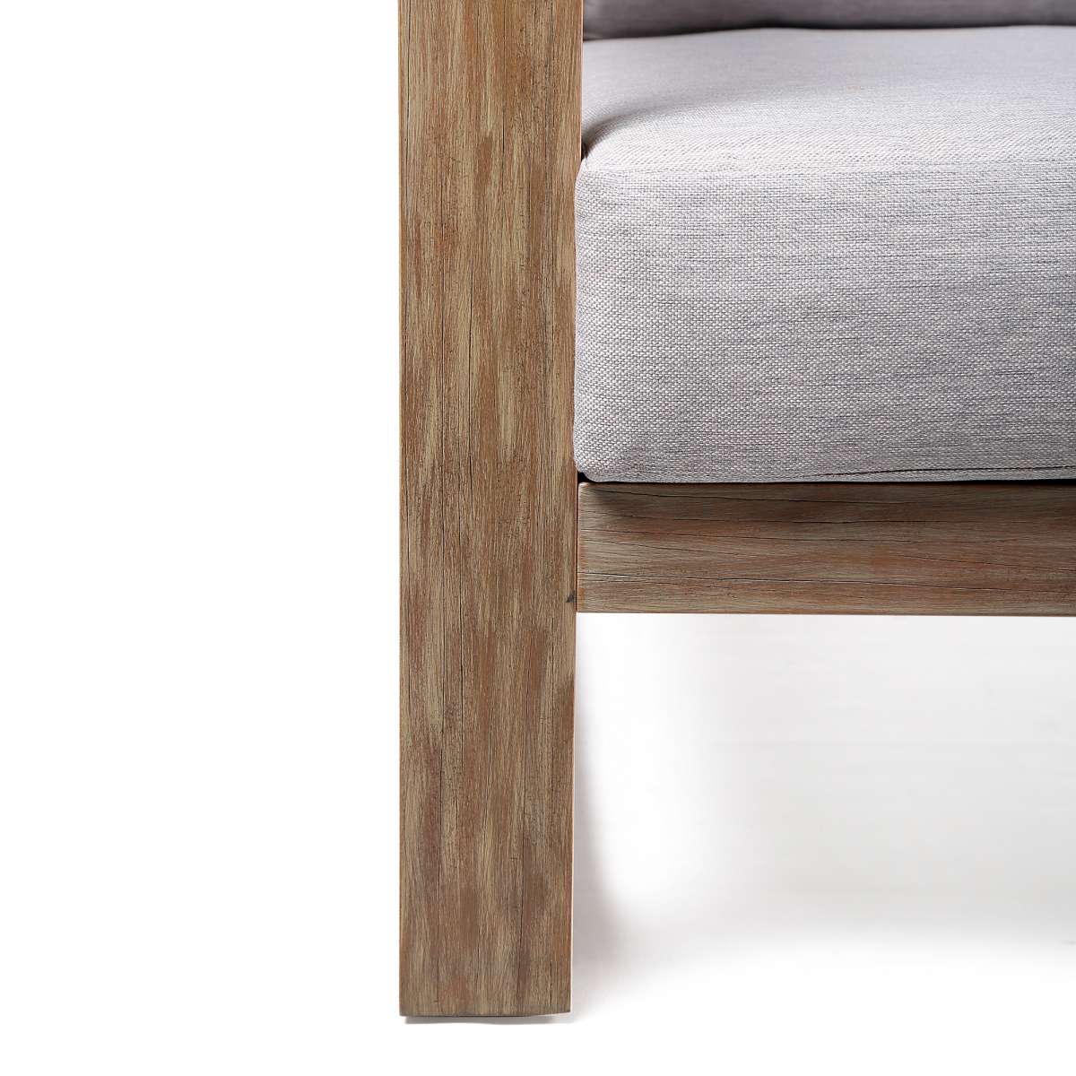 Paradise Outdoor Light Eucalyptus Wood Lounge Chair with Grey Cushions By Armen Living - Image 7