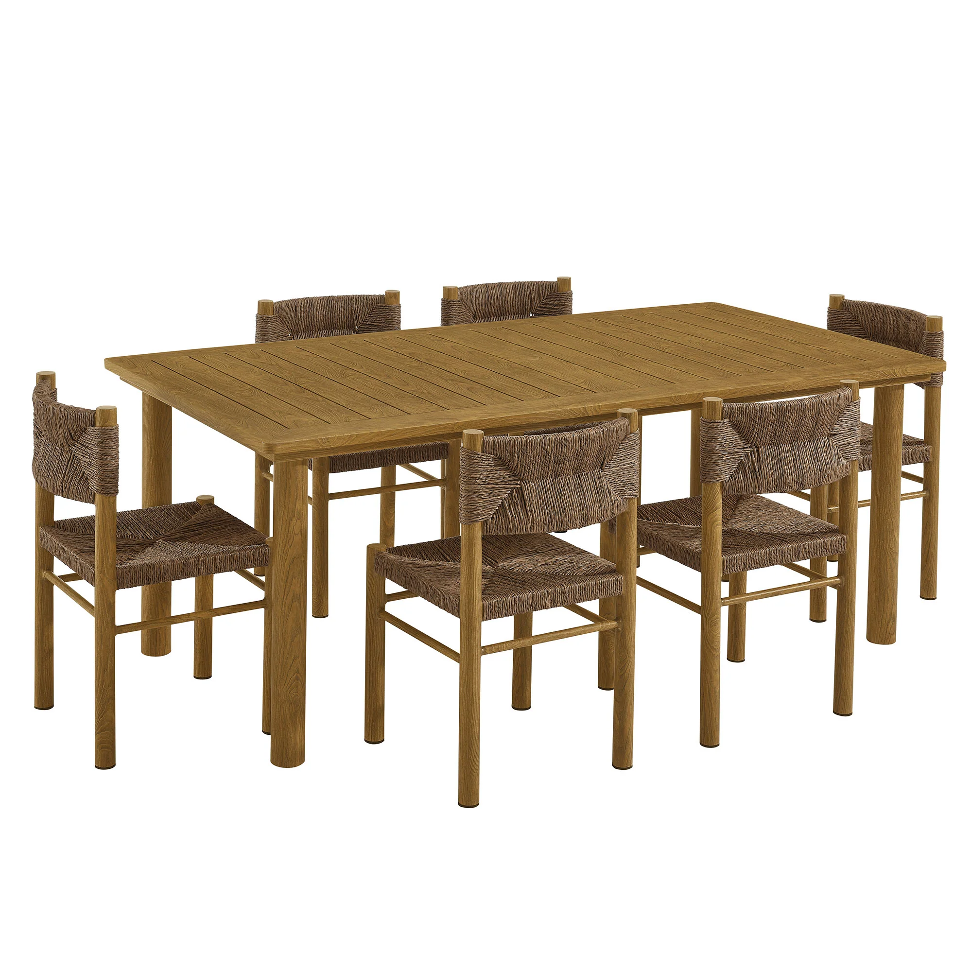 Parkland 7-Piece Rectangular Outdoor Patio Rattan and Aluminum Dining Table and Chairs Set by Modway - Image 2
