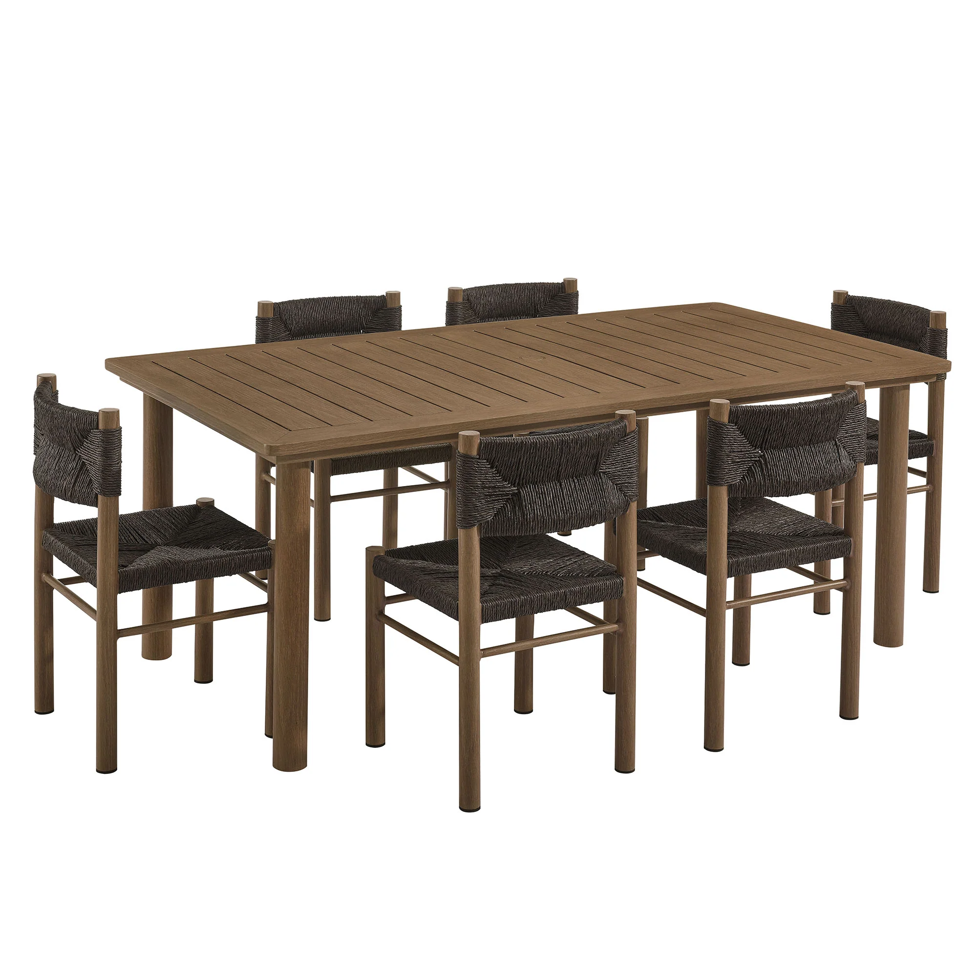 Parkland 7-Piece Rectangular Outdoor Patio Rattan and Aluminum Dining Table and Chairs Set by Modway - Image 5