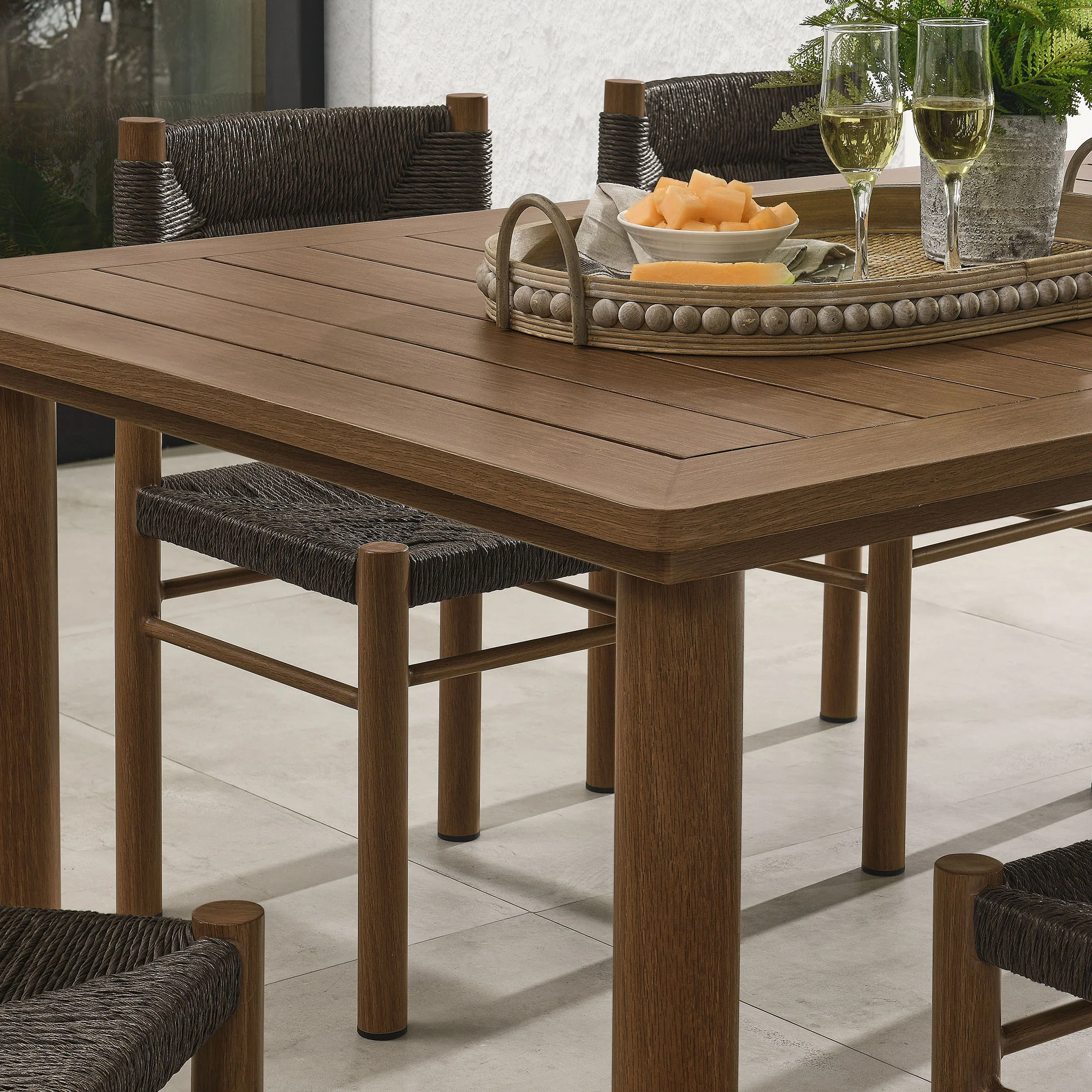 Parkland 7-Piece Rectangular Outdoor Patio Rattan and Aluminum Dining Table and Chairs Set by Modway - Image 6