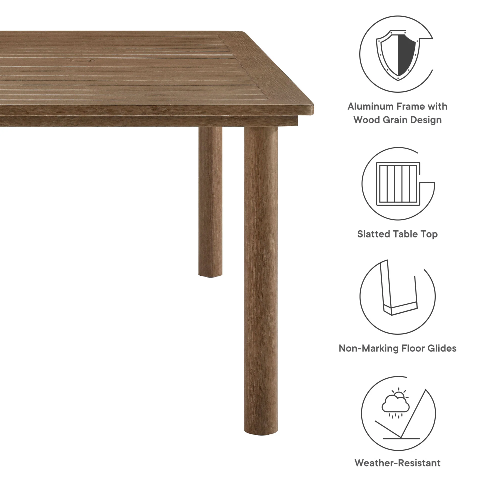 Parkland 76" Outdoor Patio Aluminum Dining Table by Modway - Image 17