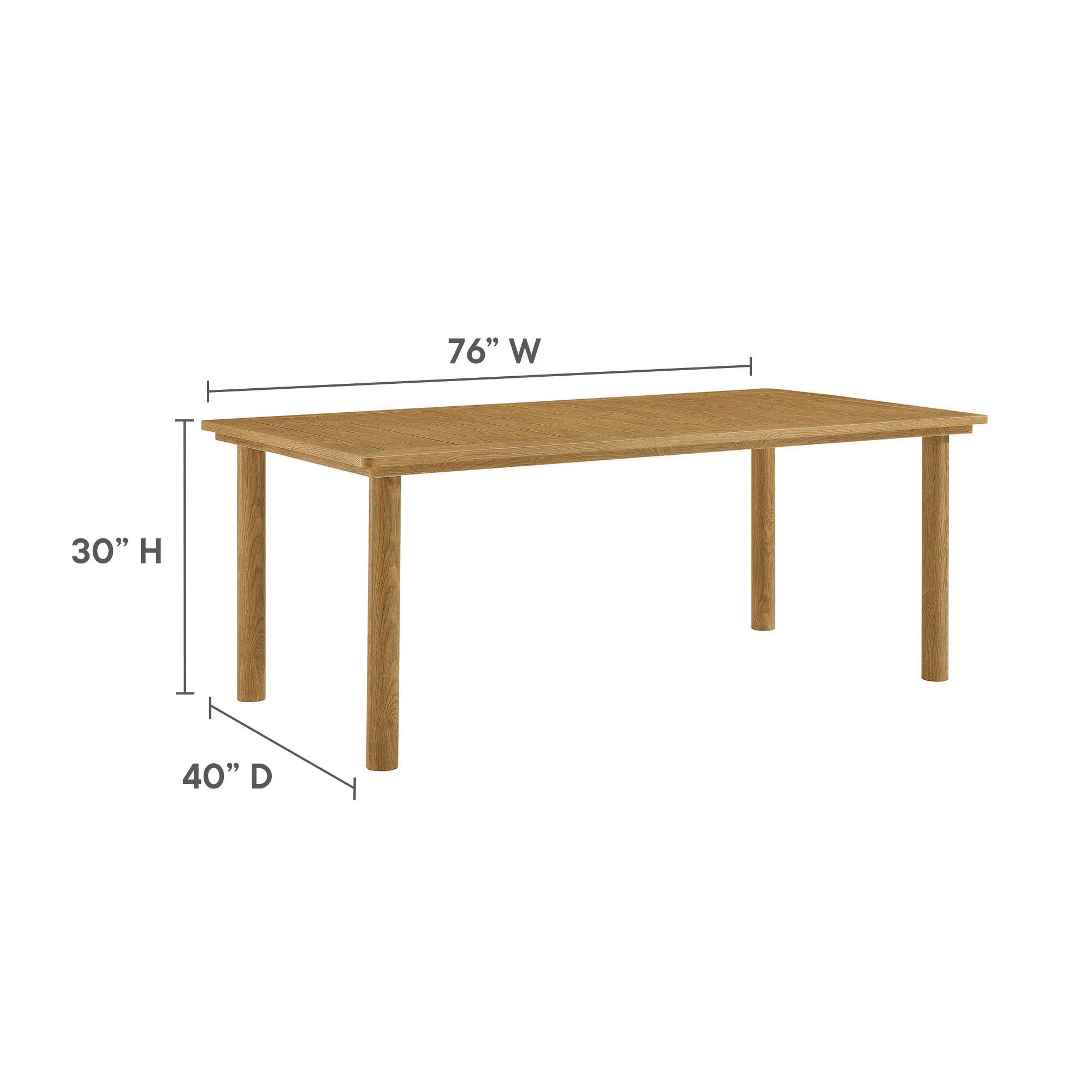 Parkland 76" Outdoor Patio Aluminum Dining Table by Modway - Image 9