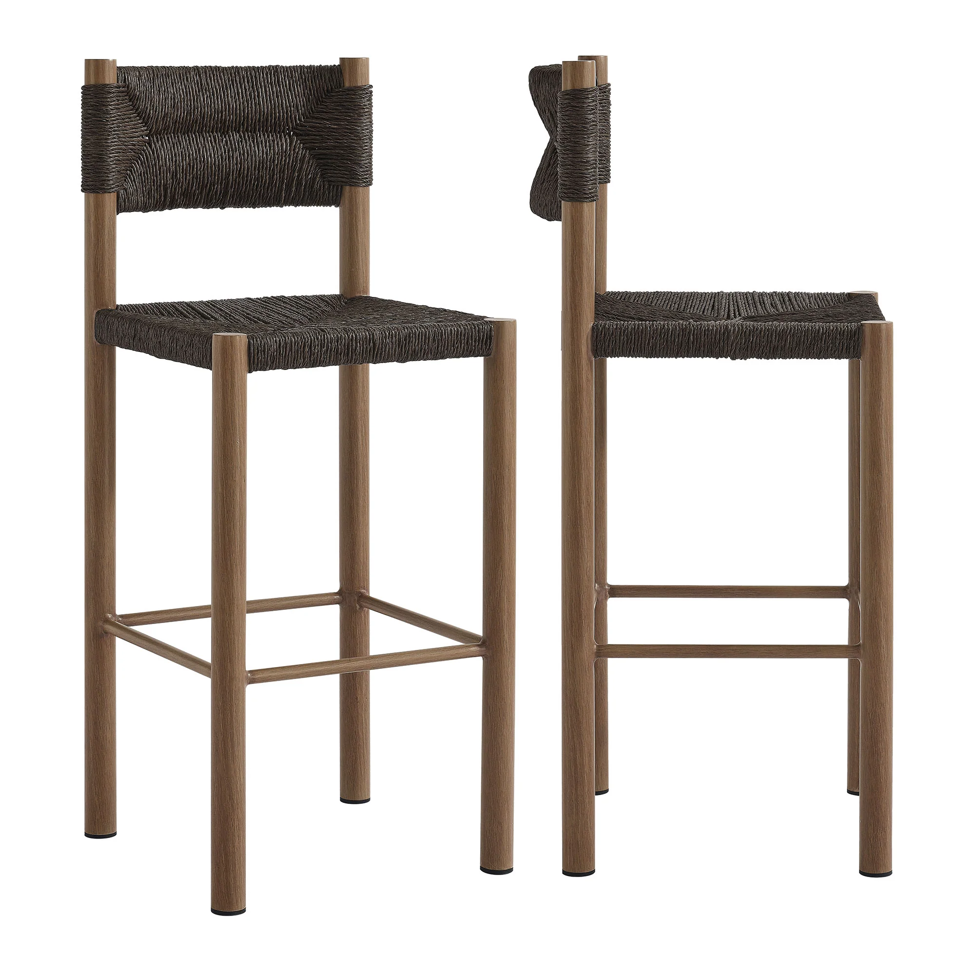 Parkland Outdoor Patio Rattan and Aluminum Bar Stools Set of 2 by Modway - Image 12