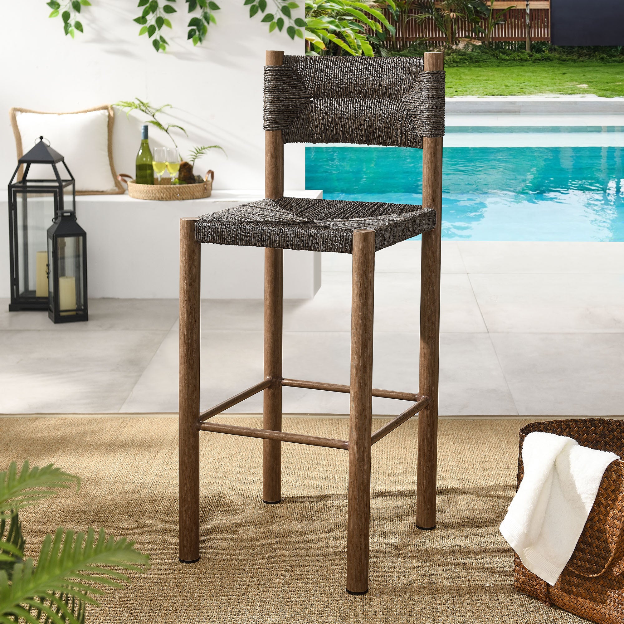 Parkland Outdoor Patio Rattan and Aluminum Bar Stools Set of 2 by Modway - Image 19