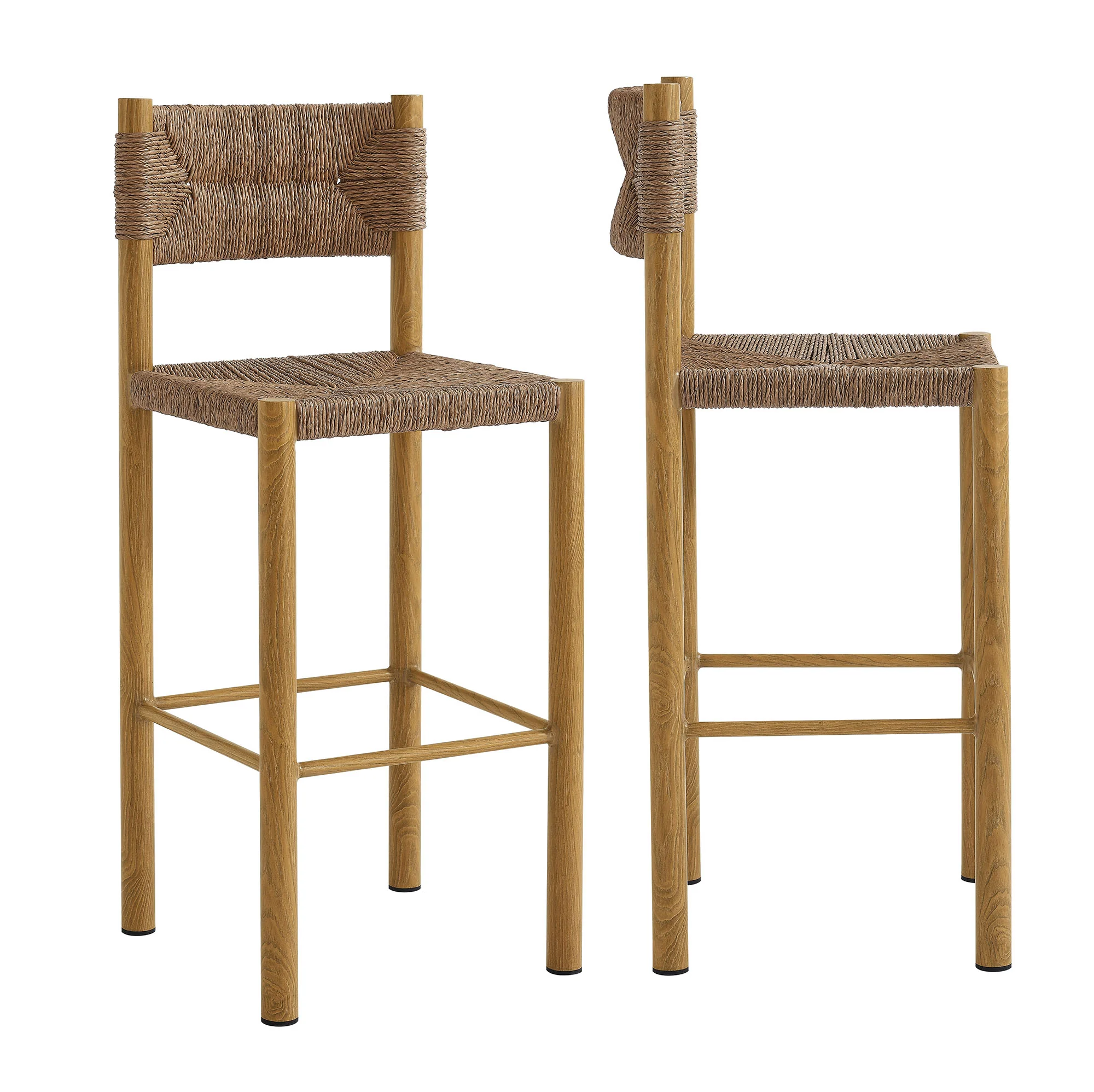 Parkland Outdoor Patio Rattan and Aluminum Bar Stools Set of 2 by Modway - Image 2