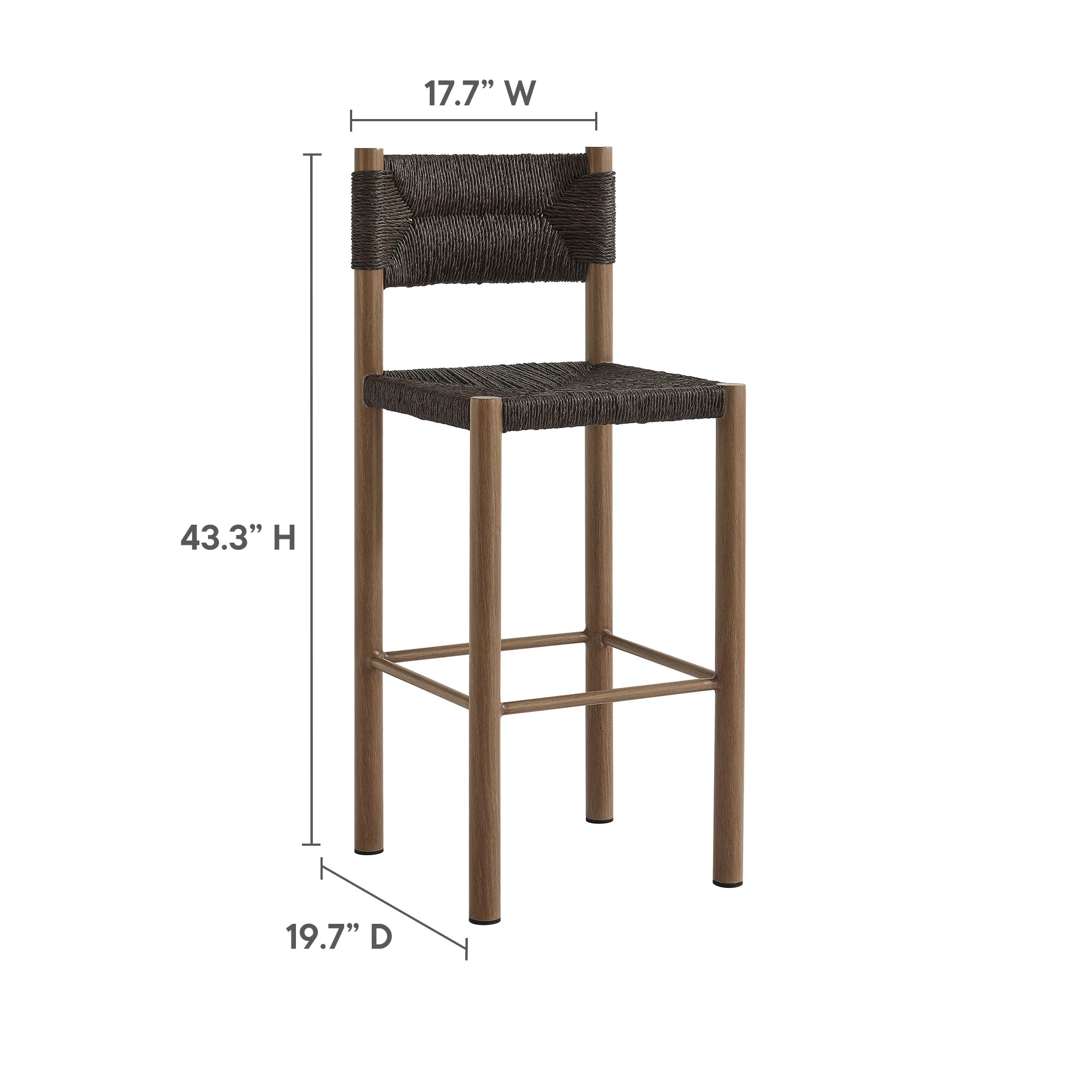 Parkland Outdoor Patio Rattan and Aluminum Bar Stools Set of 2 by Modway - Image 21