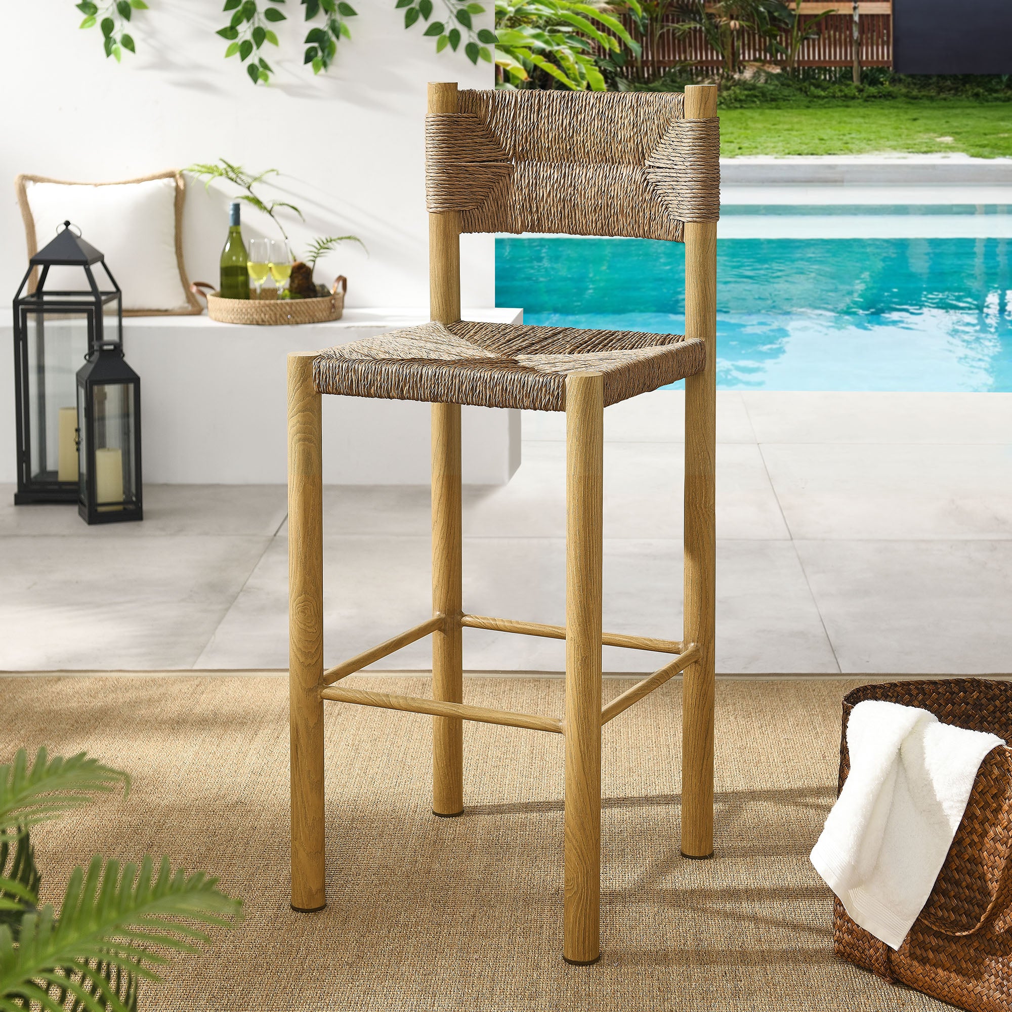 Parkland Outdoor Patio Rattan and Aluminum Bar Stools Set of 2 by Modway - Image 8