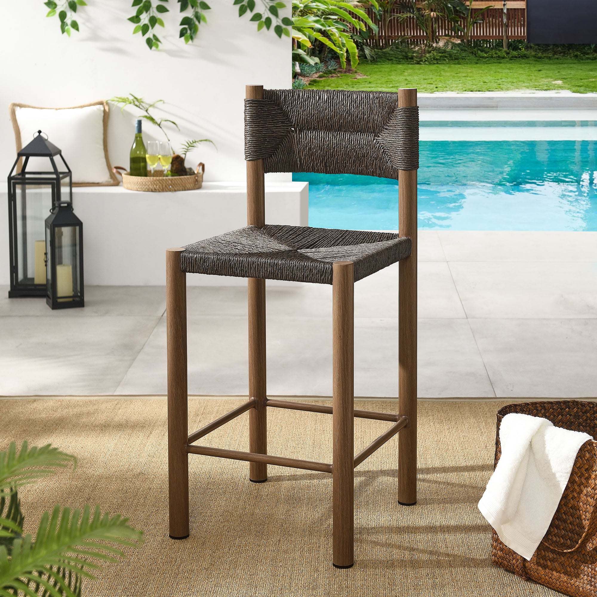 Parkland Outdoor Patio Rattan and Aluminum Counter Stools Set of 2 by Modway - Image 19