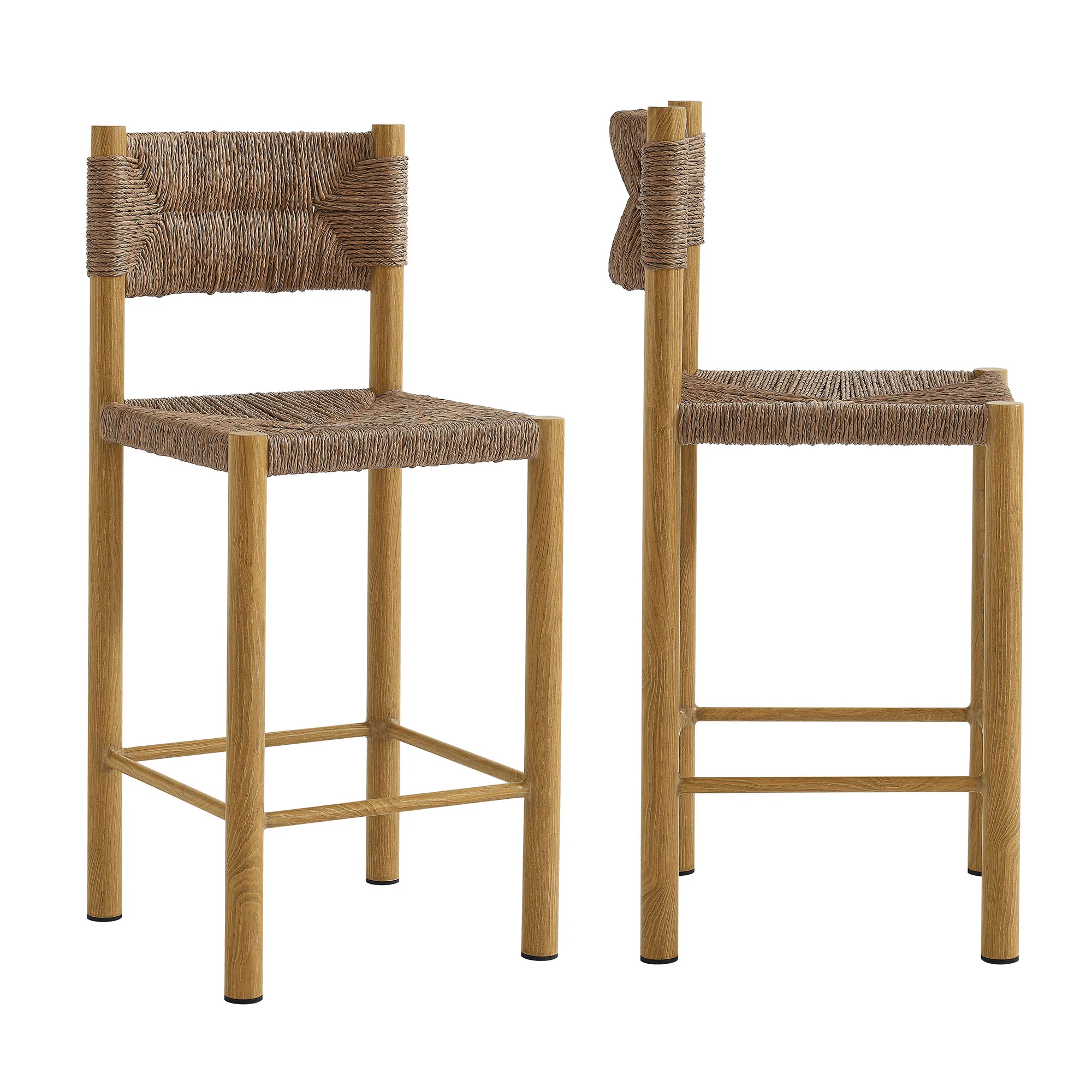 Parkland Outdoor Patio Rattan and Aluminum Counter Stools Set of 2 by Modway - Image 2
