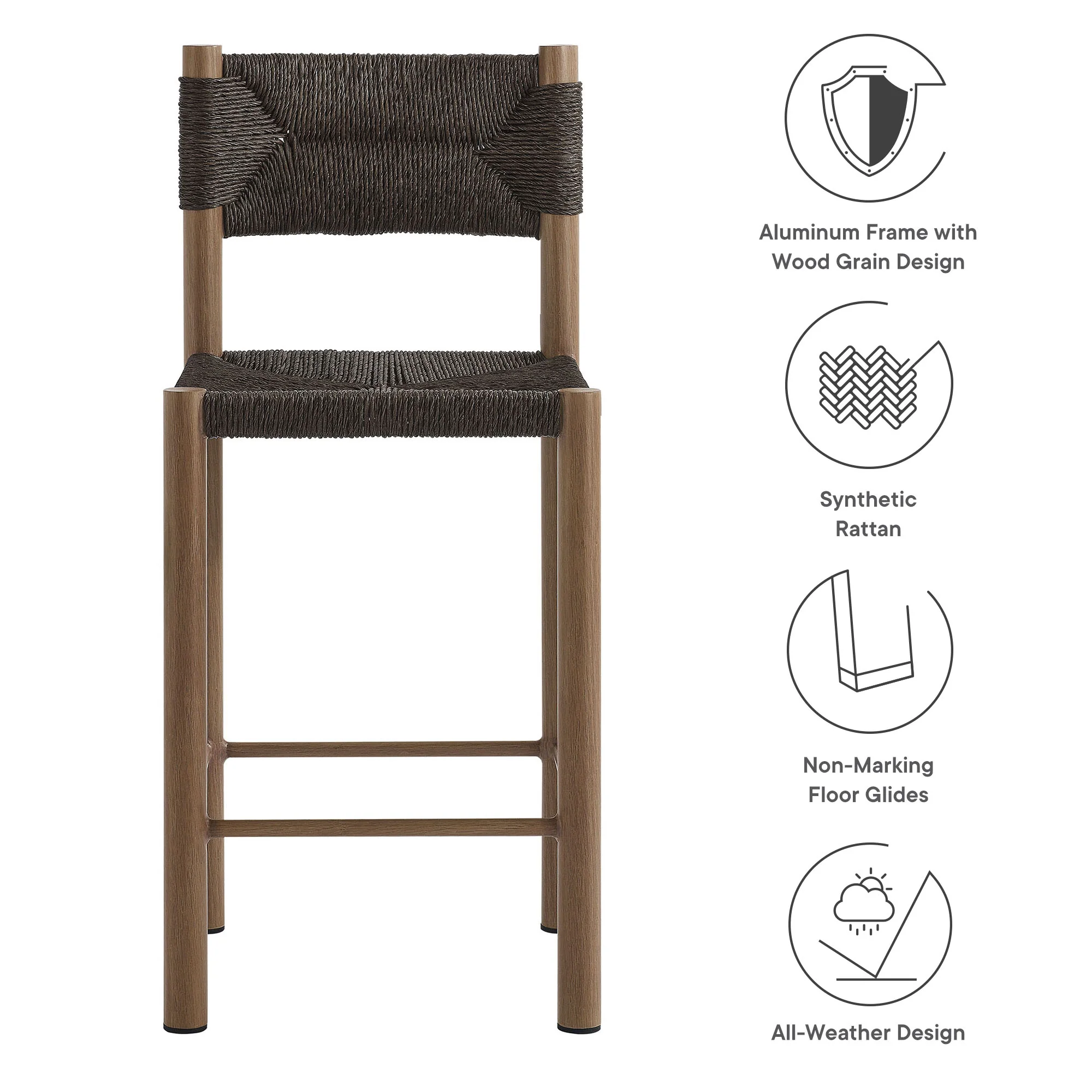 Parkland Outdoor Patio Rattan and Aluminum Counter Stools Set of 2 by Modway - Image 20