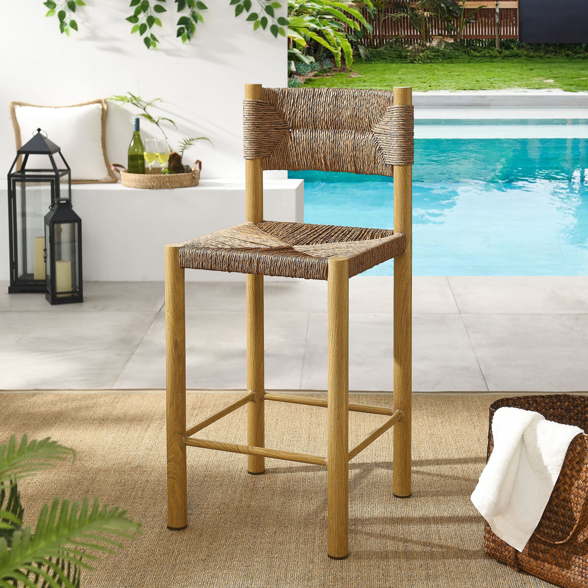 Parkland Outdoor Patio Rattan and Aluminum Counter Stools Set of 2 by Modway - Image 8