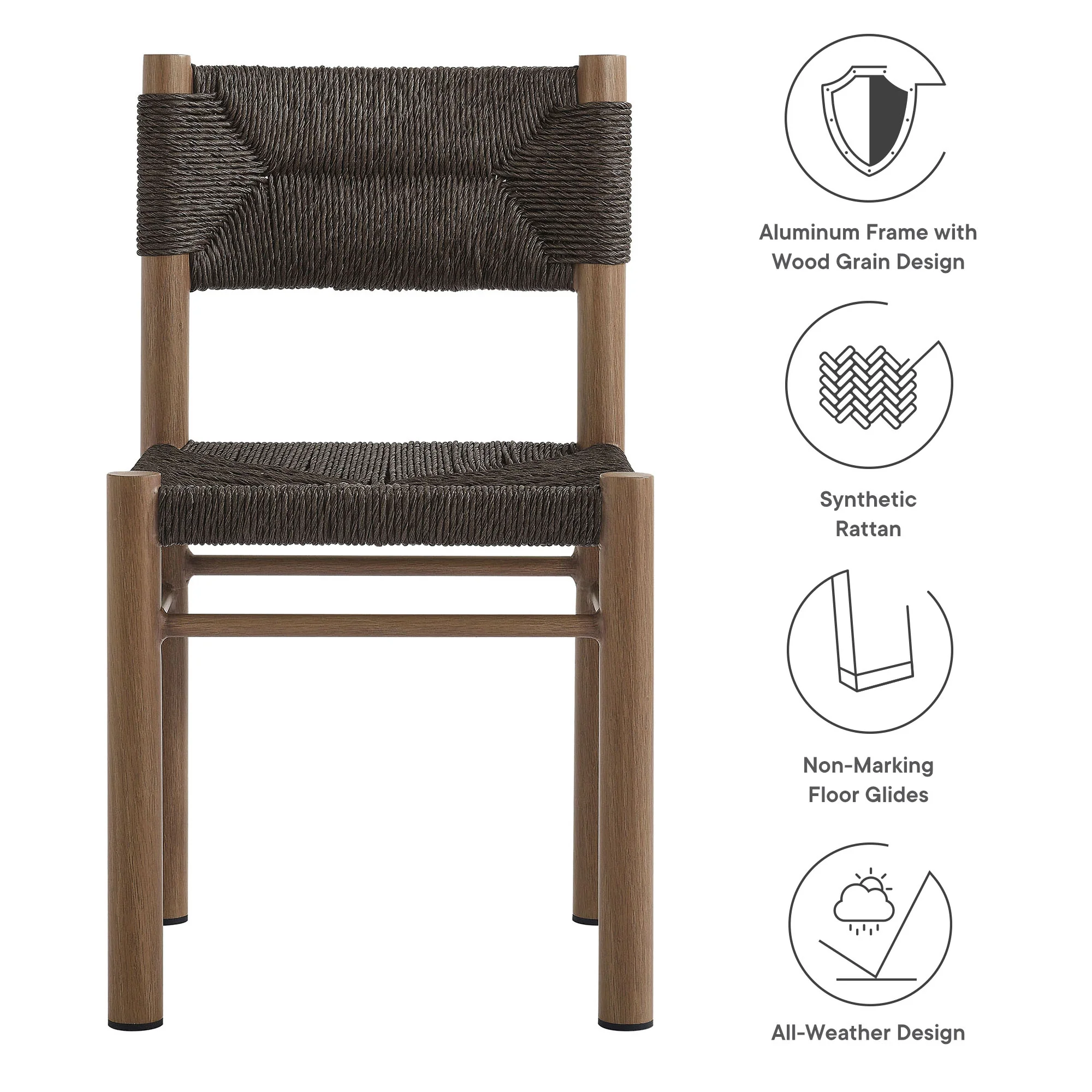 Parkland Outdoor Patio Rattan and Aluminum Dining Side Chairs Set of 2 by Modway - Image 20