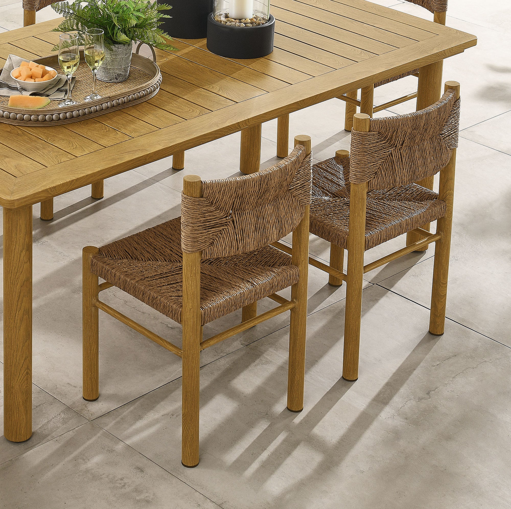 Parkland Outdoor Patio Rattan and Aluminum Dining Side Chairs Set of 2 by Modway - Image 3