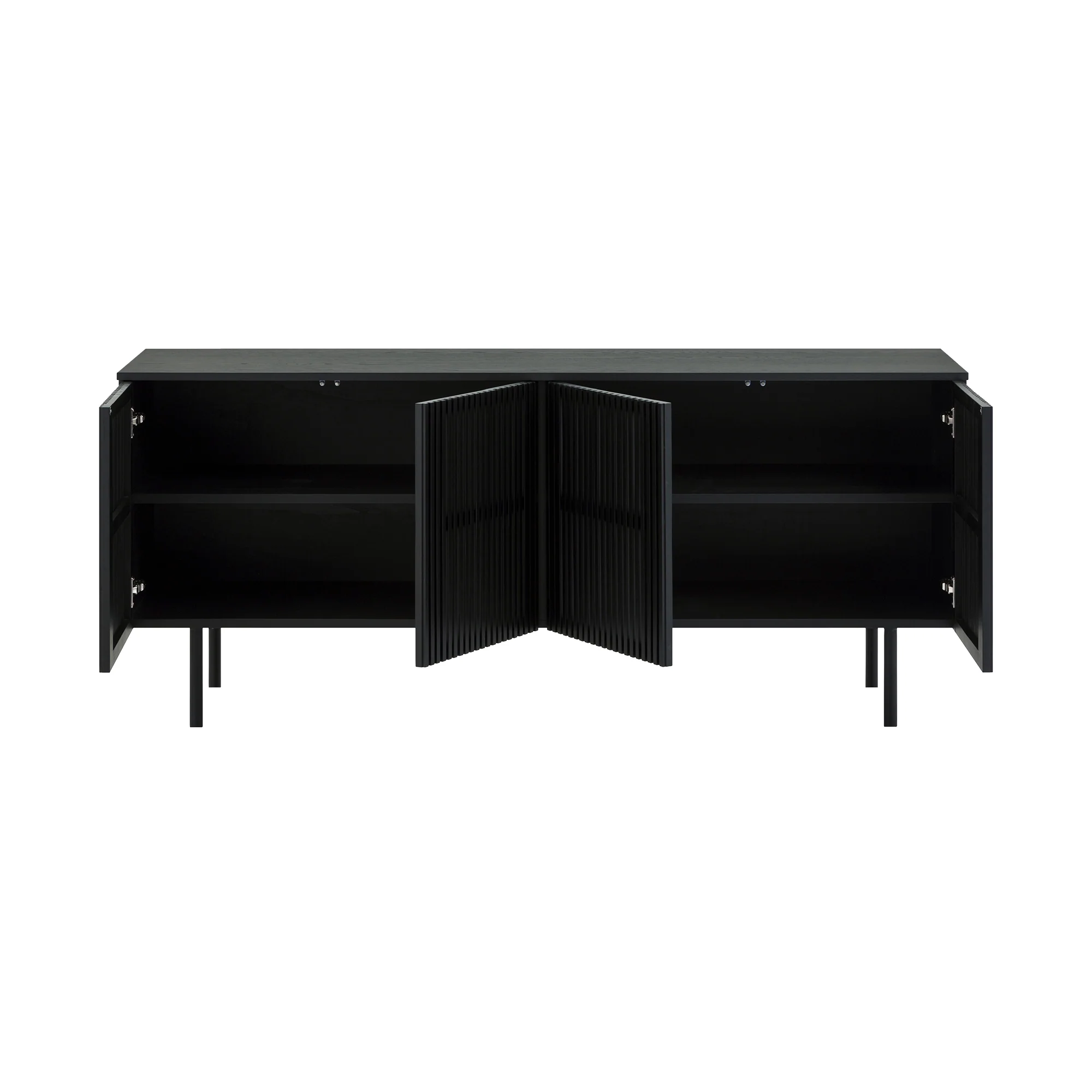 Pasadena 4 Door Wood Buffet Cabinet with Black Oak Finish  By Armen Living - Image 4