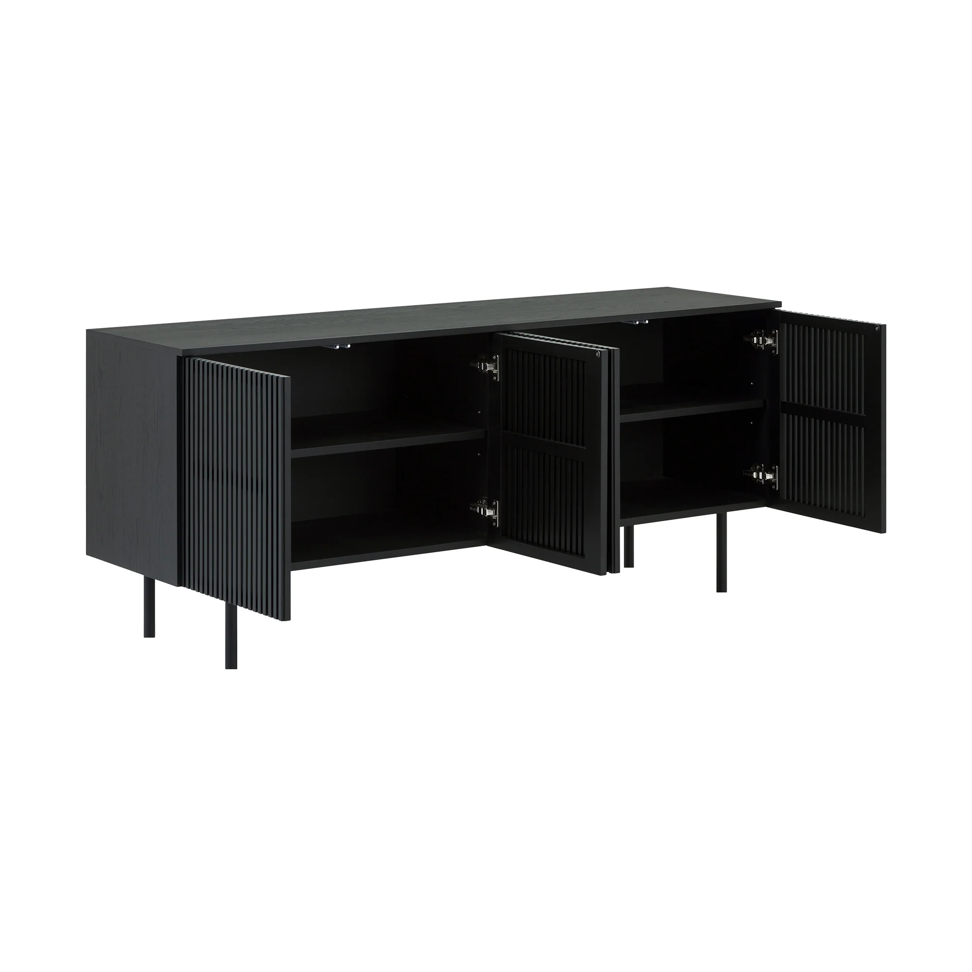 Pasadena 4 Door Wood Buffet Cabinet with Black Oak Finish  By Armen Living - Image 6
