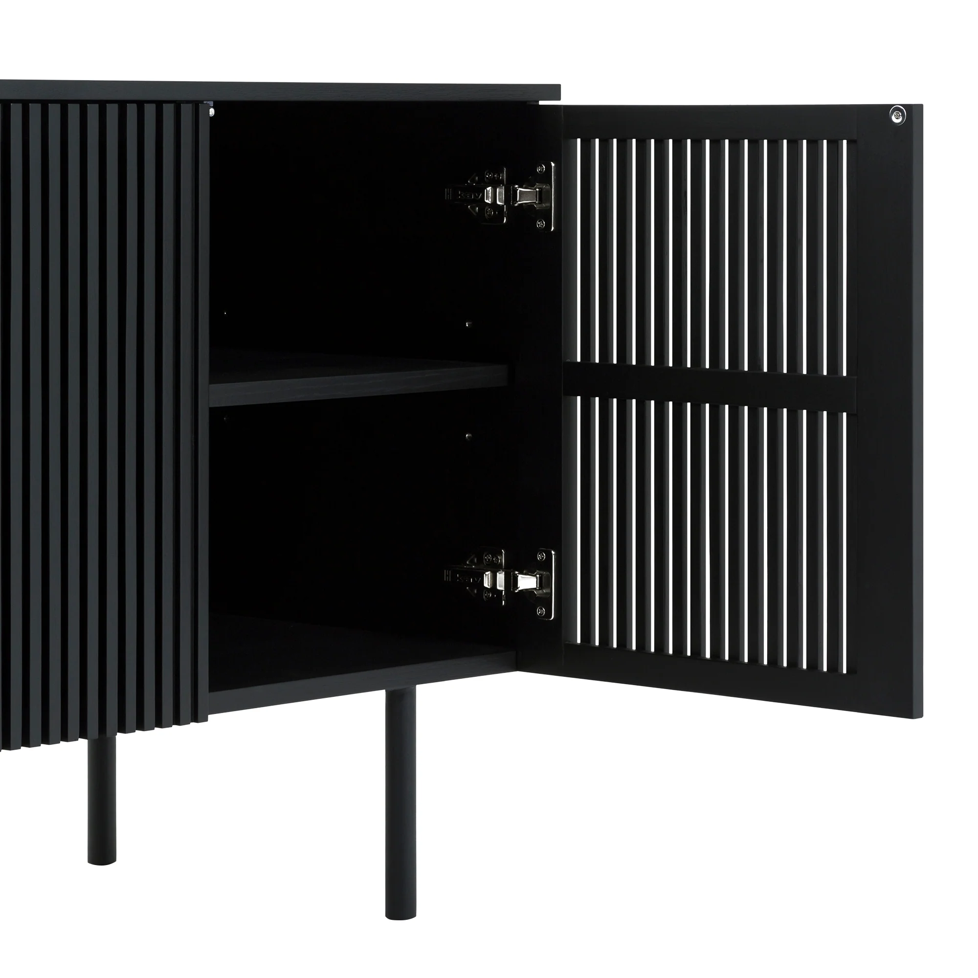 Pasadena 4 Door Wood Buffet Cabinet with Black Oak Finish  By Armen Living - Image 8